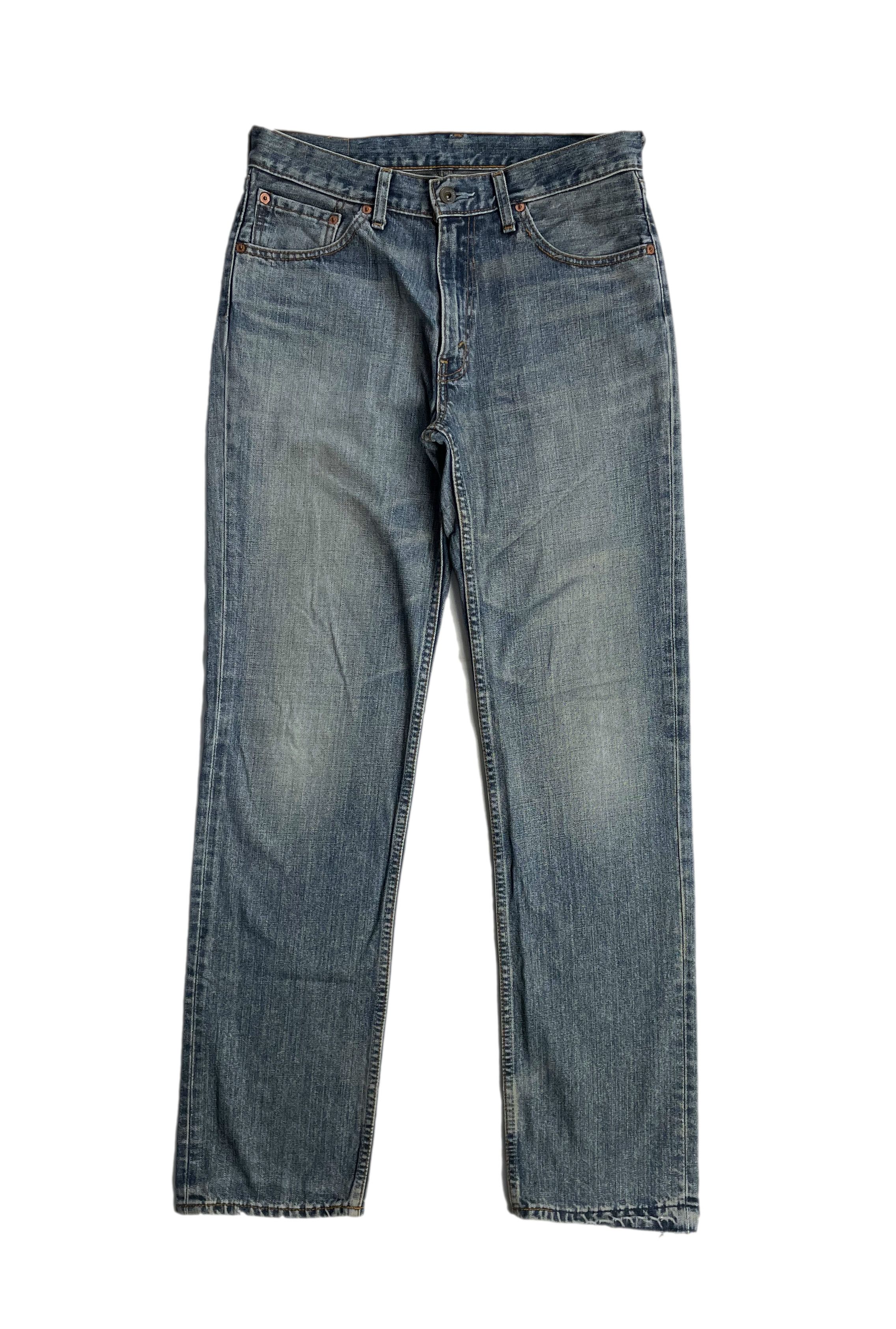 image of Vintage Levi's 502 Blue Washed Distressed Denim in Blue Denim, Men's (Size 31)