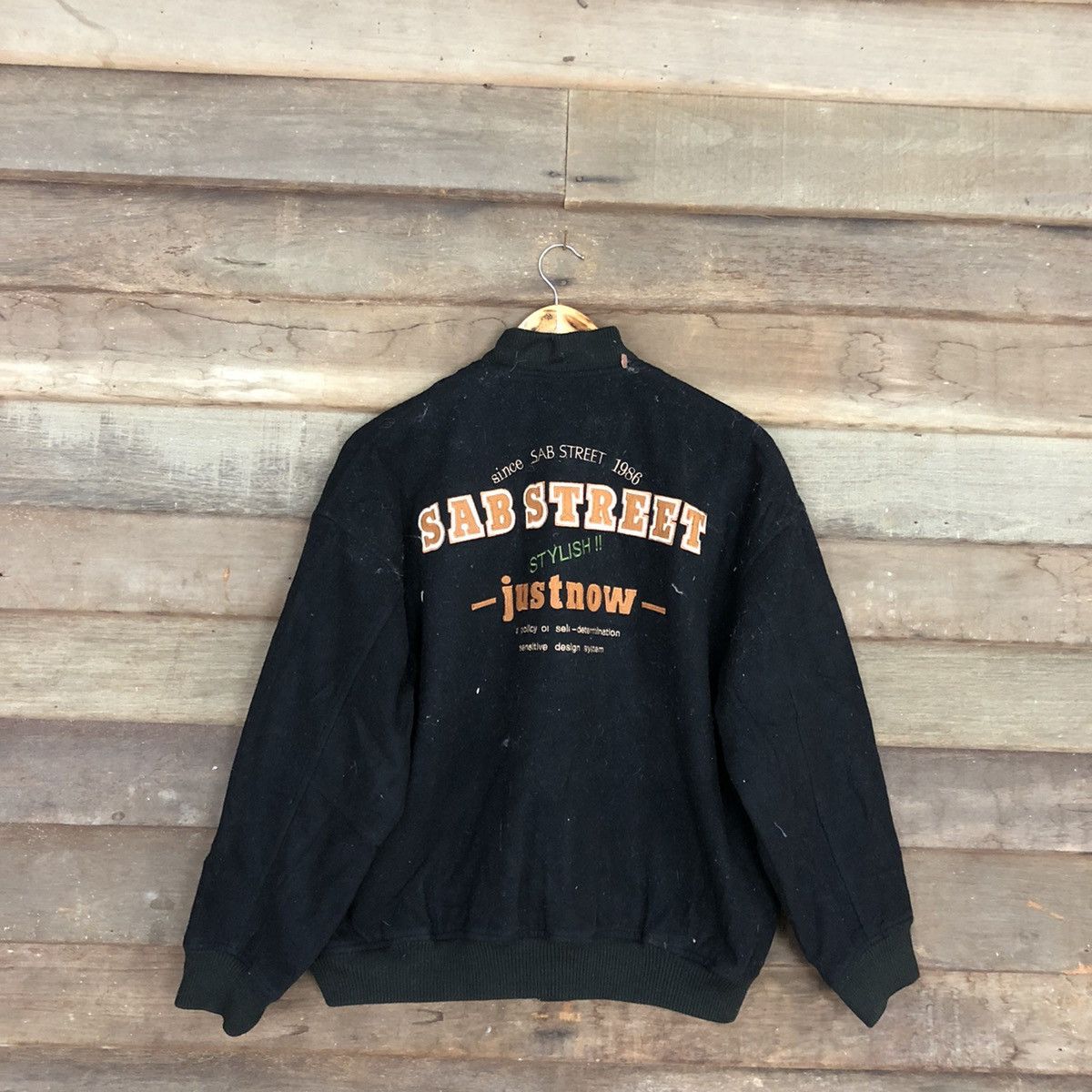 Japanese Brand Sab Street Black Wool Varsity Jacket #0550 Size US L / EU 52-54 / 3 - 12 Thumbnail