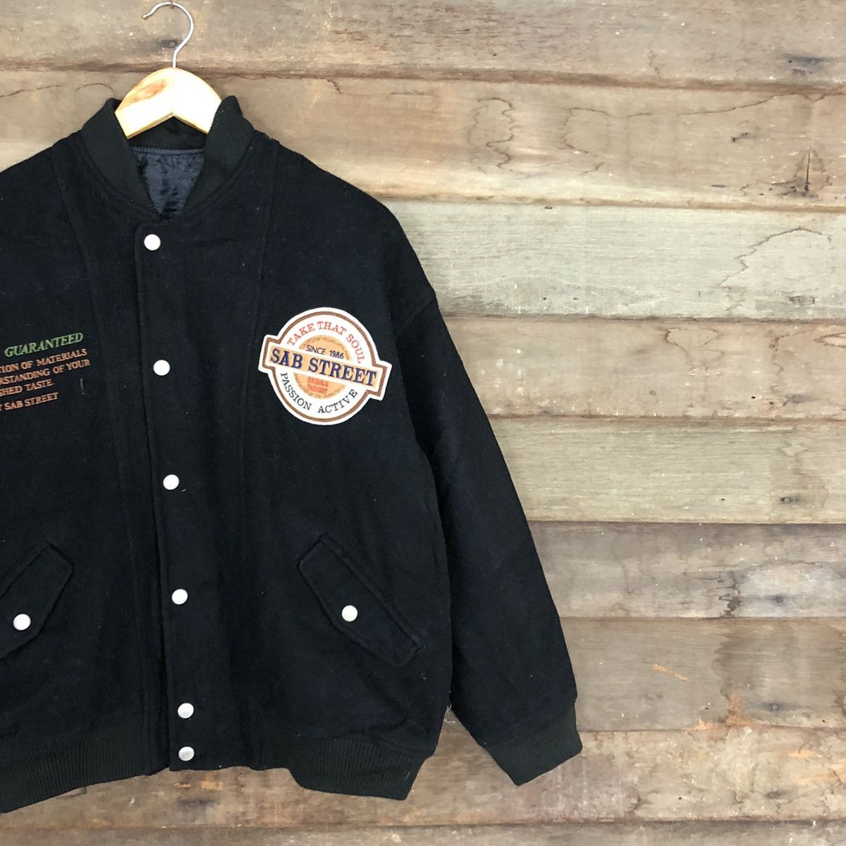 Japanese Brand Sab Street Black Wool Varsity Jacket #0550 Size US L / EU 52-54 / 3 - 5 Thumbnail