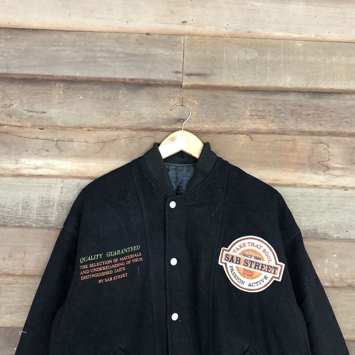 Japanese Brand Sab Street Black Wool Varsity Jacket #0550 Size US L / EU 52-54 / 3 - 2 Thumbnail