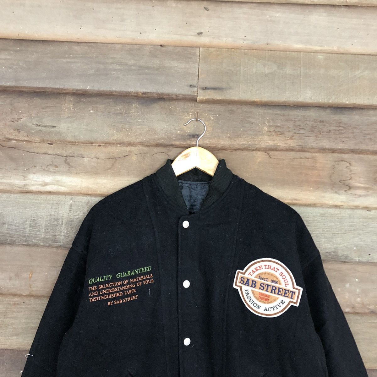 Japanese Brand Sab Street Black Wool Varsity Jacket #0550 Size US L / EU 52-54 / 3 - 9 Thumbnail