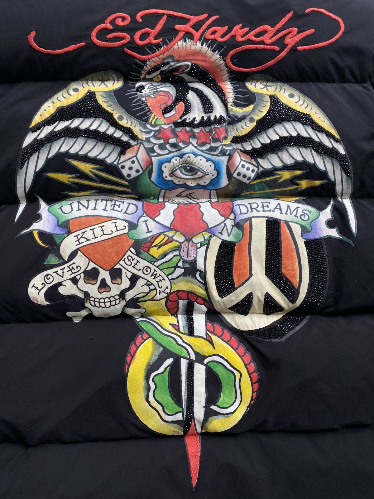 Ed Hardy × Unknown London Ed hardy x Unkown Multi patches puffer jacket Size US L / EU 52-54 / 3 - 5 Thumbnail