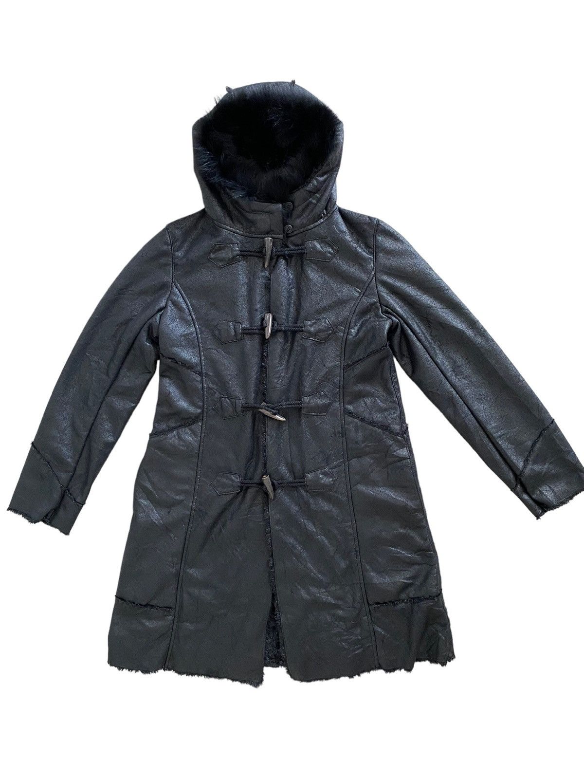 image of Leather Jacket x Rei Kawakubo K.t Kiyoto Takase Suede Hoodie Jacket Nice Design in Black (Size Medi