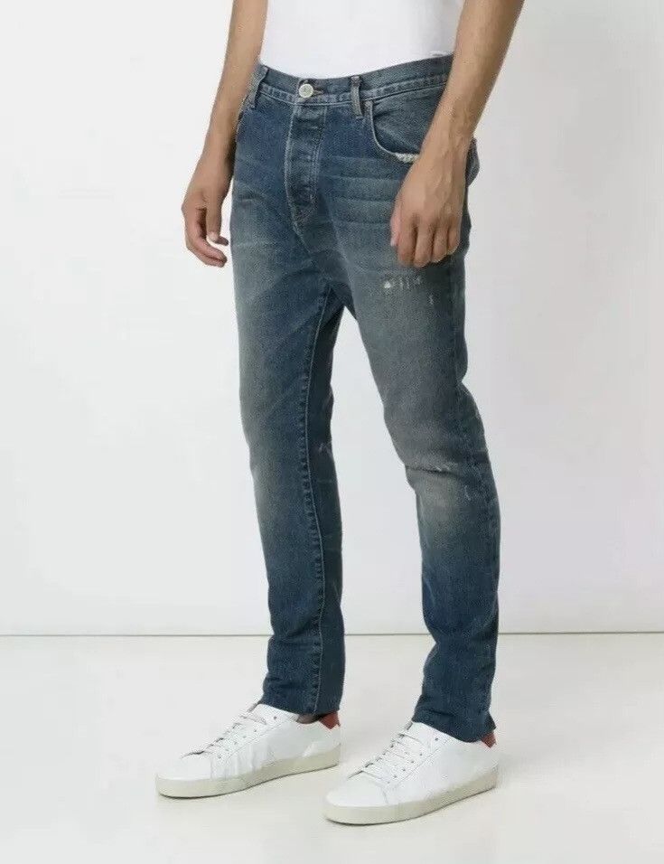 NWT men’s $550 denim navy distressed skinny jeans size 29