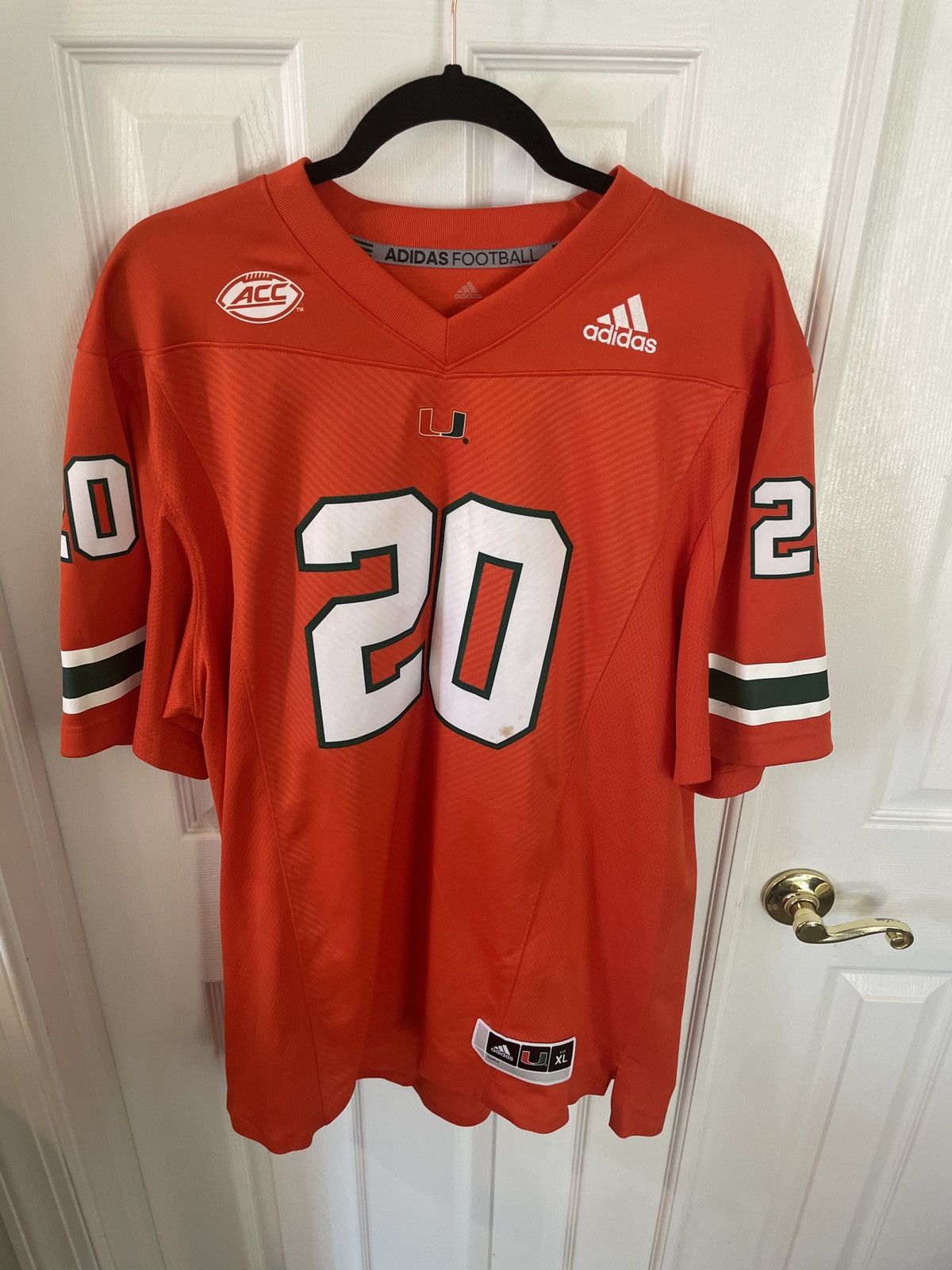 Adidas Adidas Miami Hurricanes Authentic Home Football Jersey #20 Size US XL / EU 56 / 4 - 1 Thumbnail