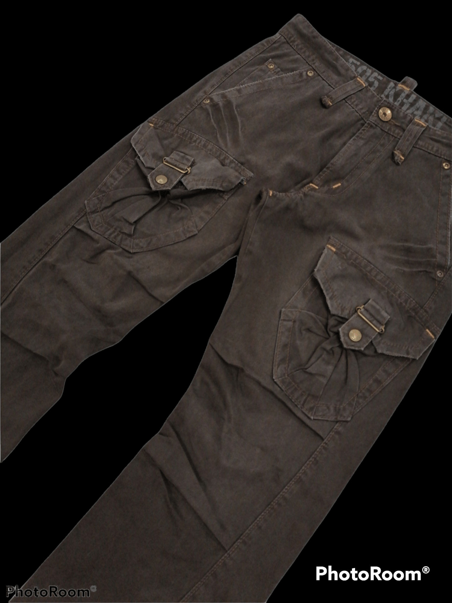 Other Japanese Brand Brown Cargo Flare Pants Sz 29/30 Size US 29 - 3 Thumbnail