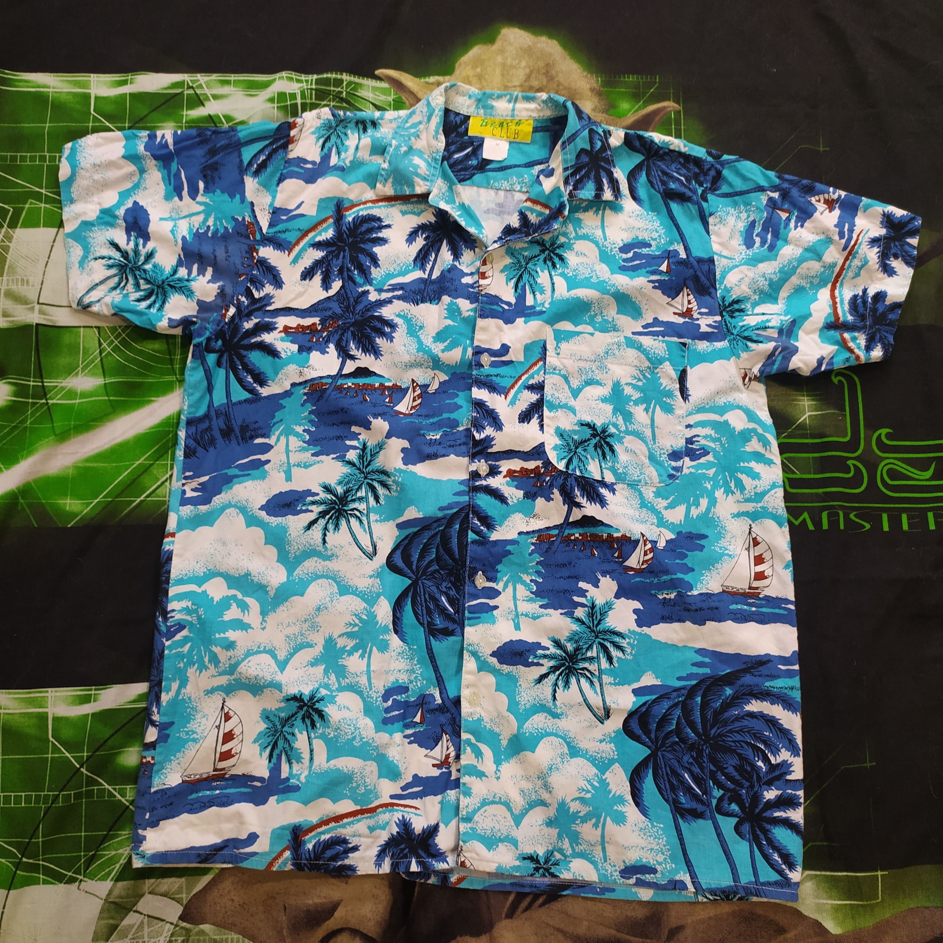 Crazy Shirts Vintage Y2K Hawaiian style Camp collar Sea Flowers Art