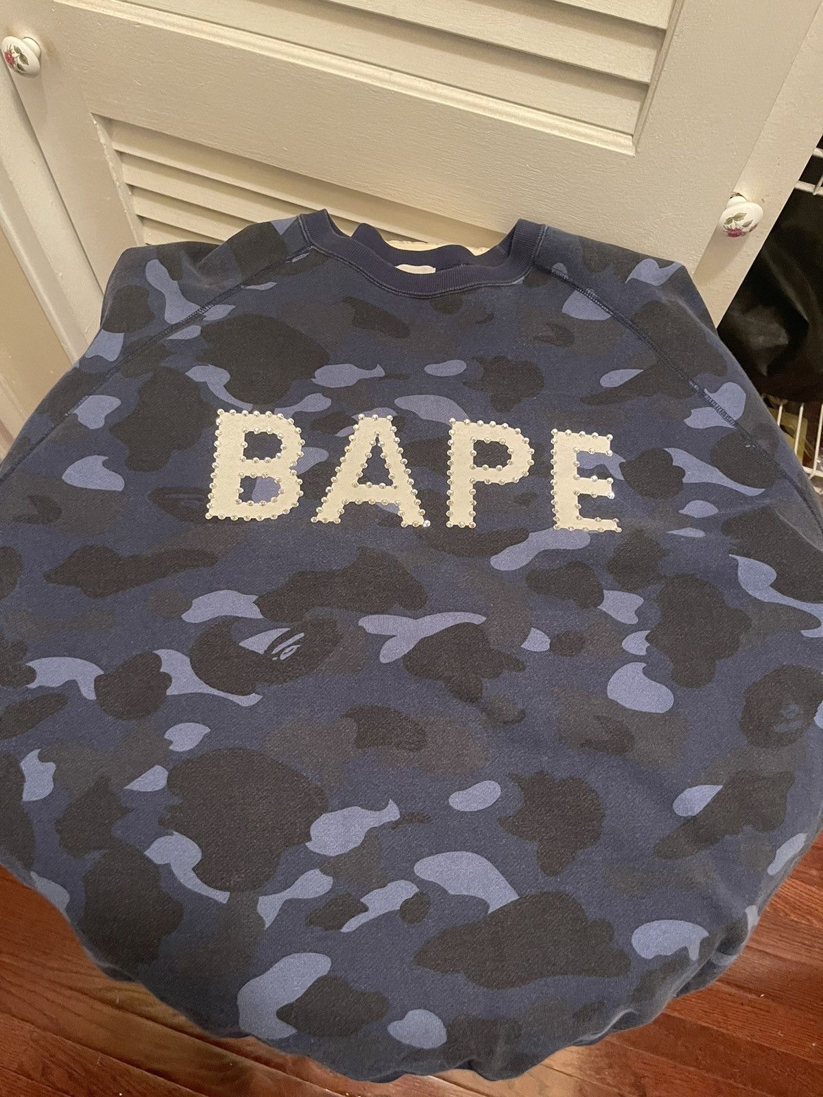 Bape Swarovski ice blue crewneck camo size L