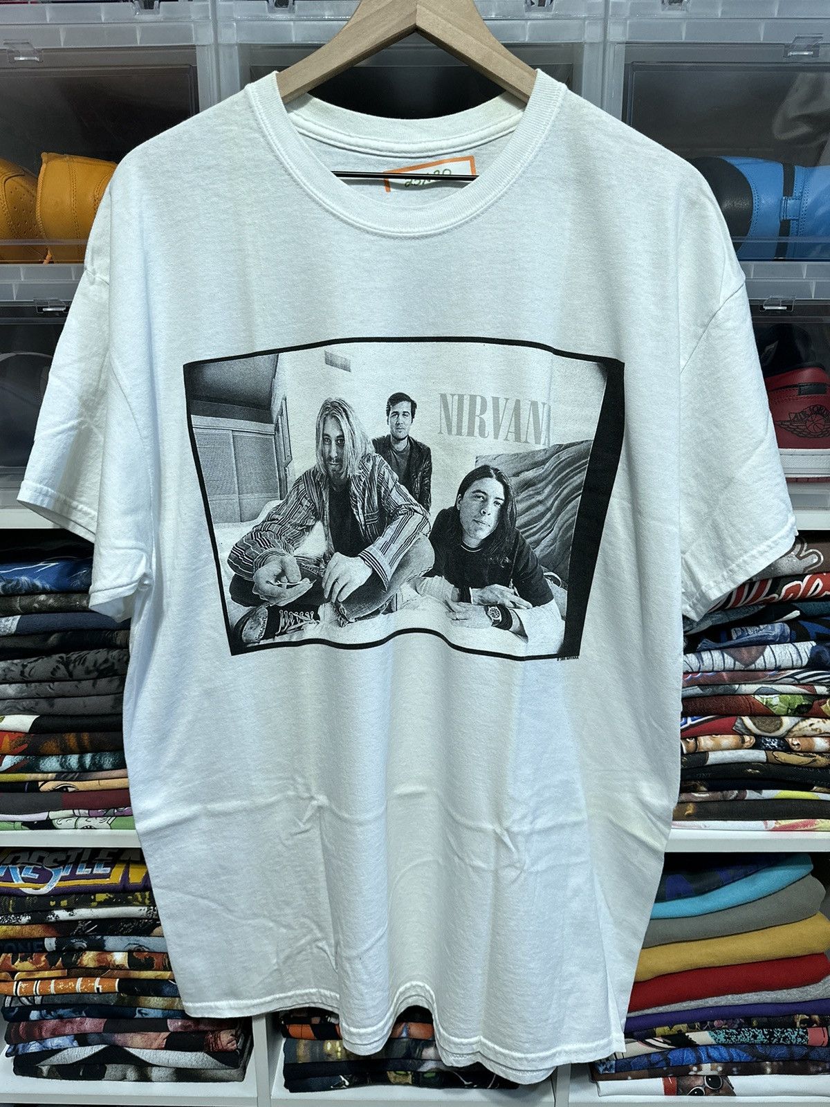 NIRVANA Band Ringer T-Shirt Men's XL cotton white type Vintage Second Hand