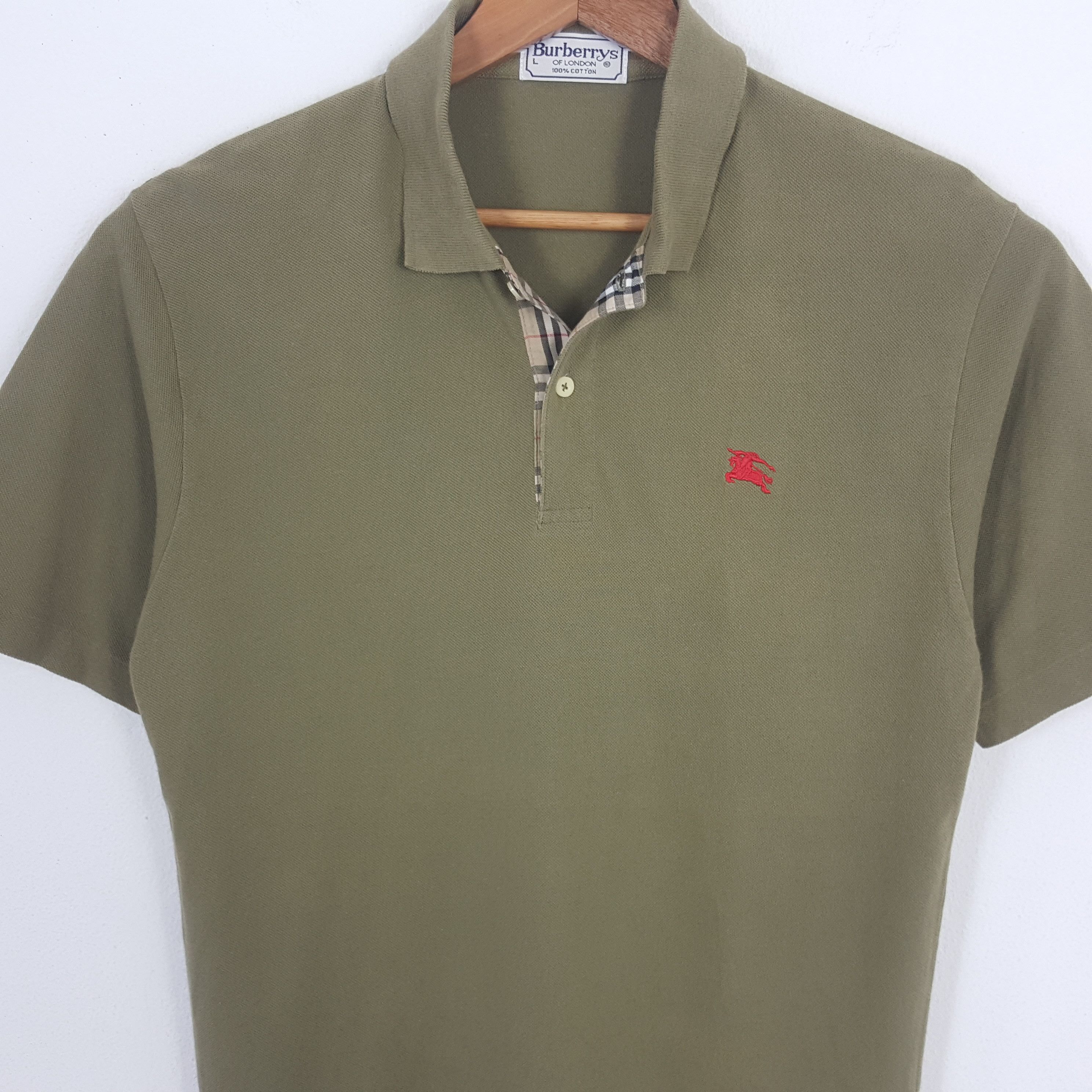 Burberry's LONDON long sleeve polo shirt, men's size L cotton Beige type Vintage Second Hand
