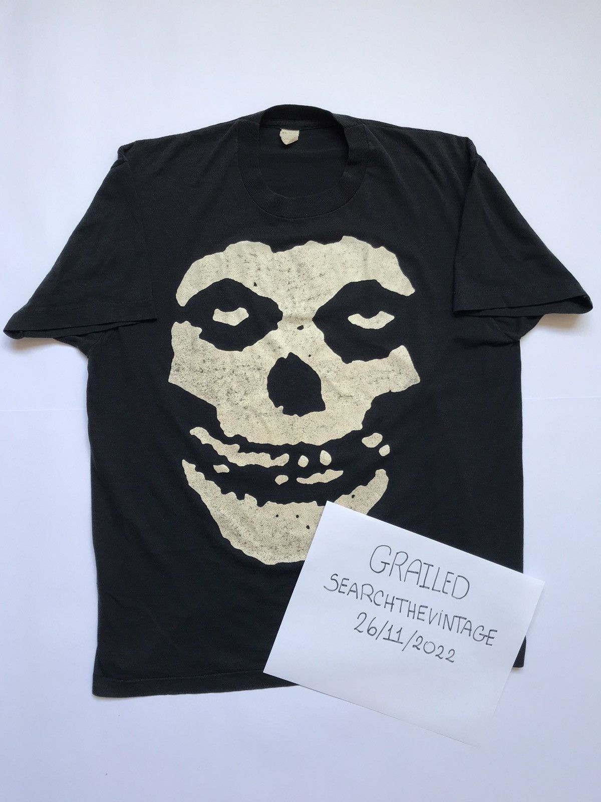 MISFITS Skull Pattern Band T-shirt, Men's M size unclear black type Vintage Second Hand main image 1