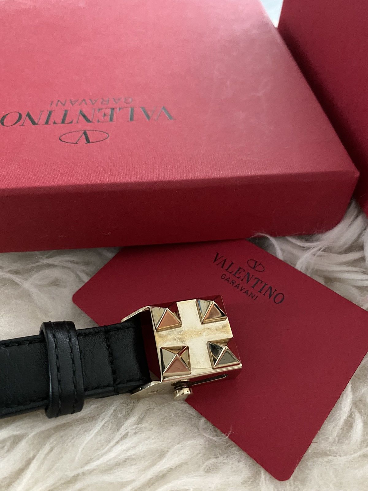 Giovanni Valentino × Valentino Super Rare Valentino Jewelry Rockstud Skinny Leather Belt Size ONE SIZE - 2 Thumbnail