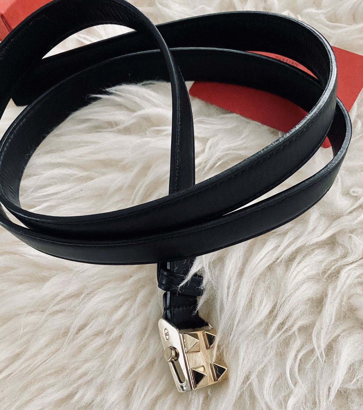 Giovanni Valentino × Valentino Super Rare Valentino Jewelry Rockstud Skinny Leather Belt Size ONE SIZE - 4 Thumbnail