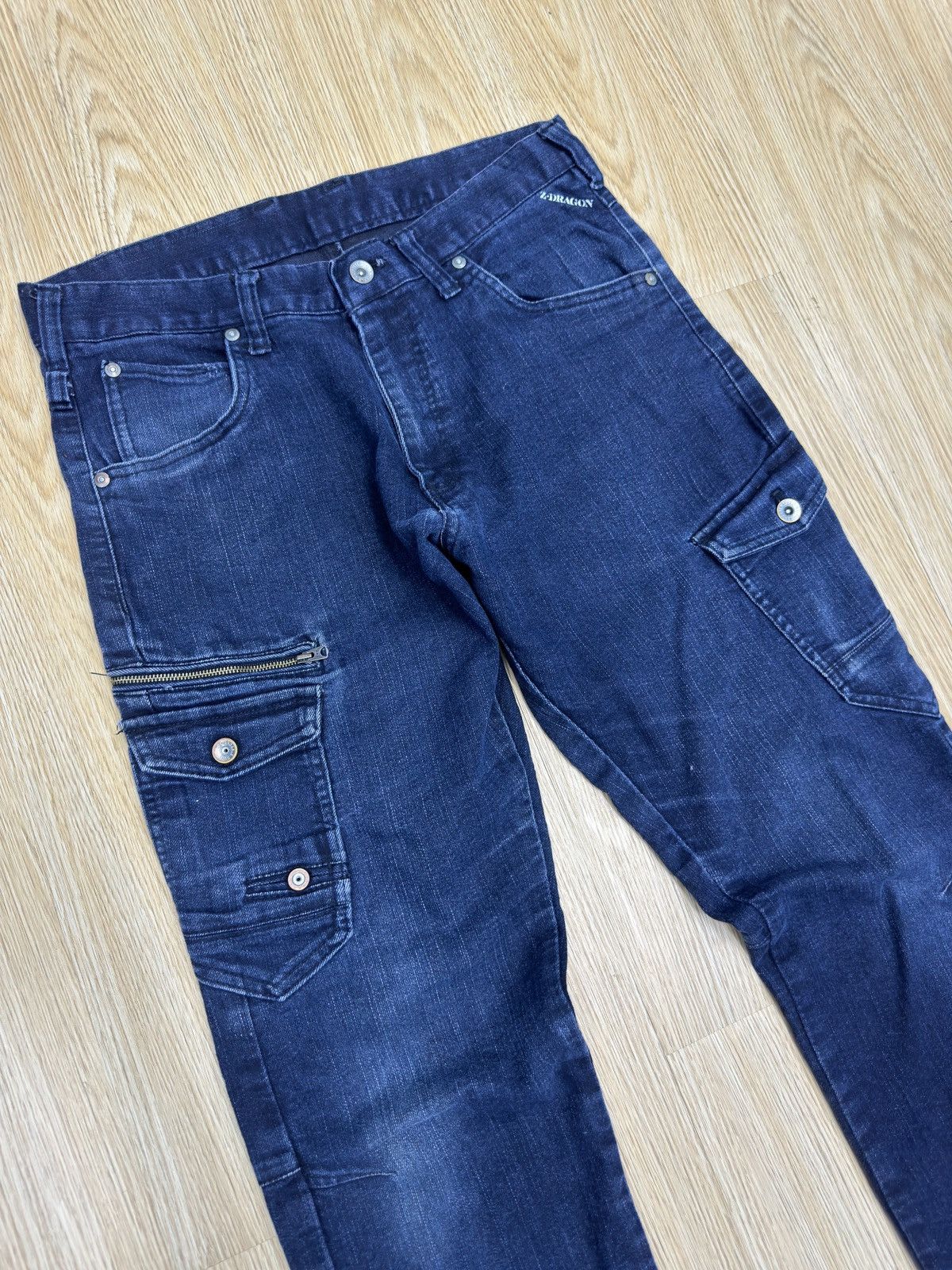 14th Addiction × Beauty Beast × KMRii Japanese Z Dragon Cargo Denim Pant J559 Size US 31 - 3 Thumbnail