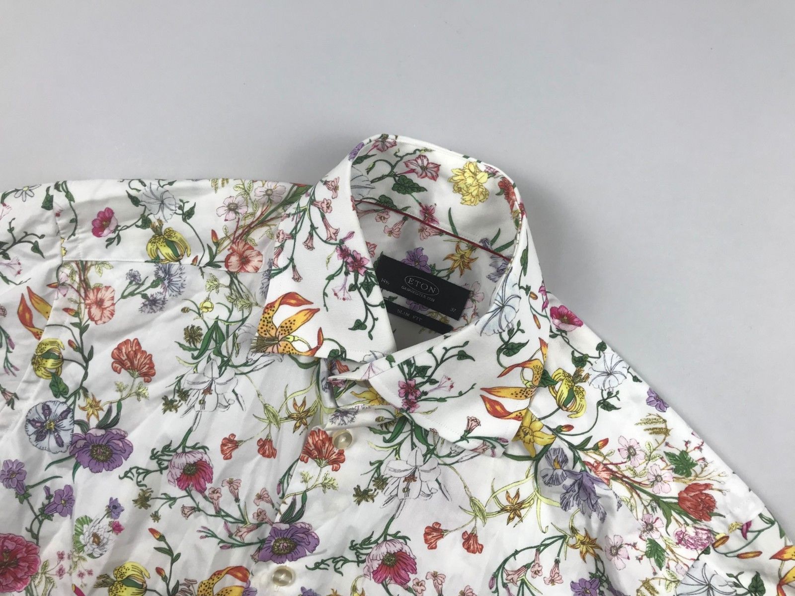 Eton Eton Long Sleeve White Floral Flowers Slim Shirt 37 14.5 S Size US S / EU 44-46 / 1 - 1 Thumbnail