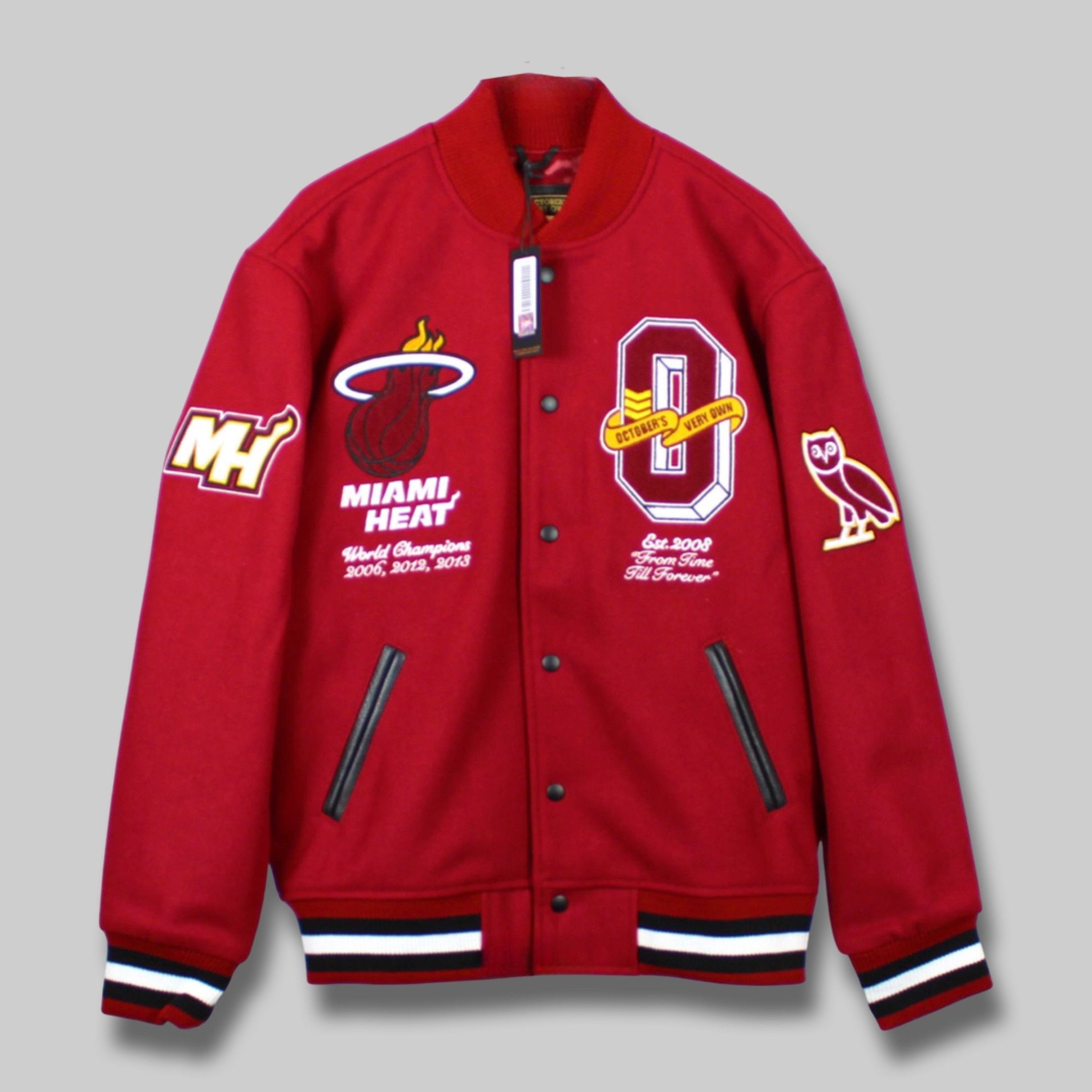 Drake OVO X NBA HEAT VARSITY JACKET Size US XL / EU 56 / 4 - 1 Thumbnail