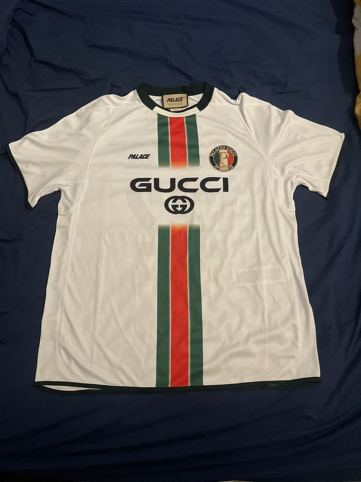 Palace x Gucci Printed Football Technical Jersey T-Shirt White