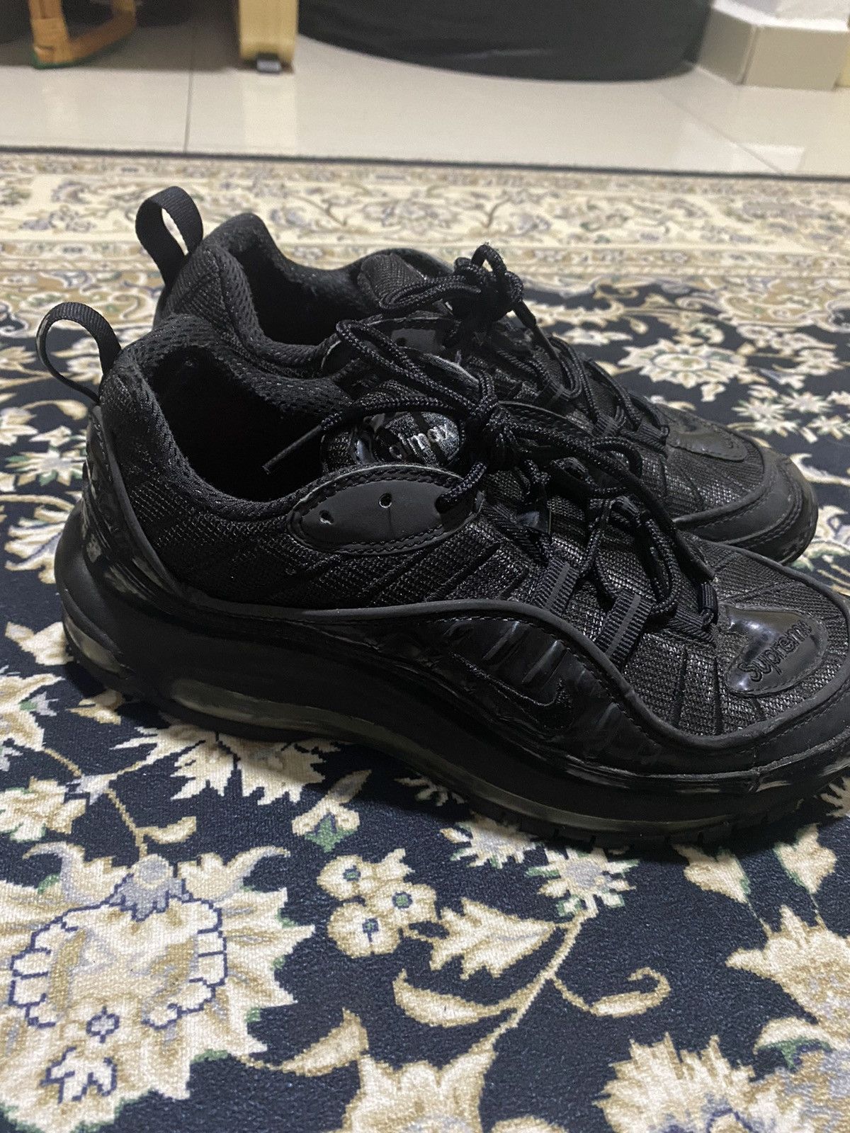 Nike × Supreme GRAILED!! 2016 Supreme x Nike Air Max 98 “BLACK” Sneakers Size US 8 / EU 41 - 4 Thumbnail