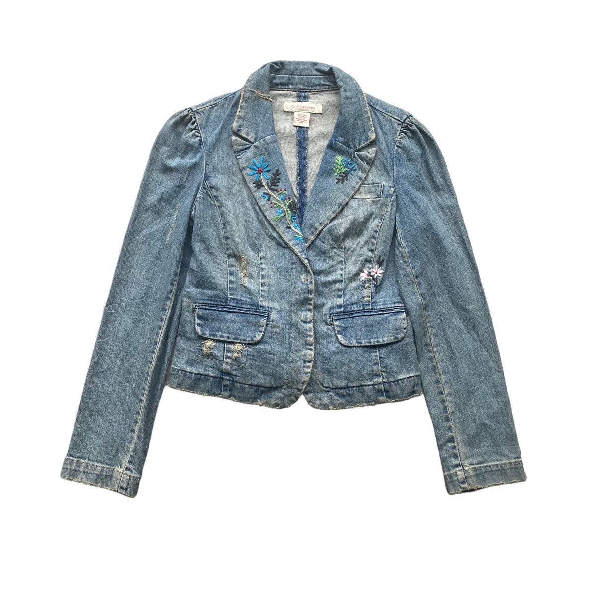 Calvin Klein Distressed Denim Jacket Size M / US 6-8 / IT 42-44 - 1 Thumbnail