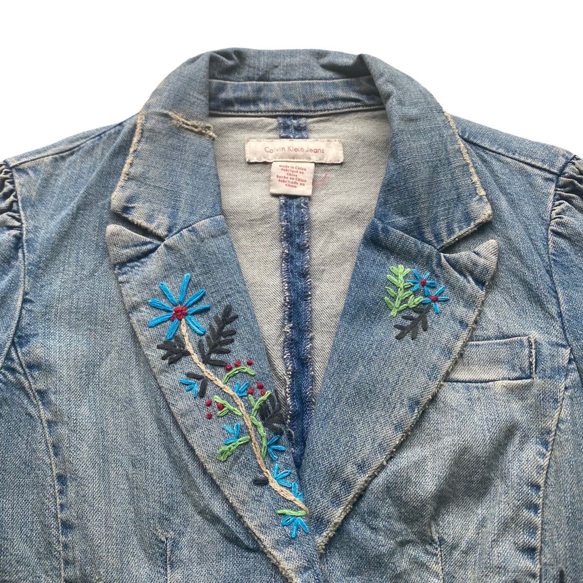 Calvin Klein Distressed Denim Jacket Size M / US 6-8 / IT 42-44 - 5 Thumbnail