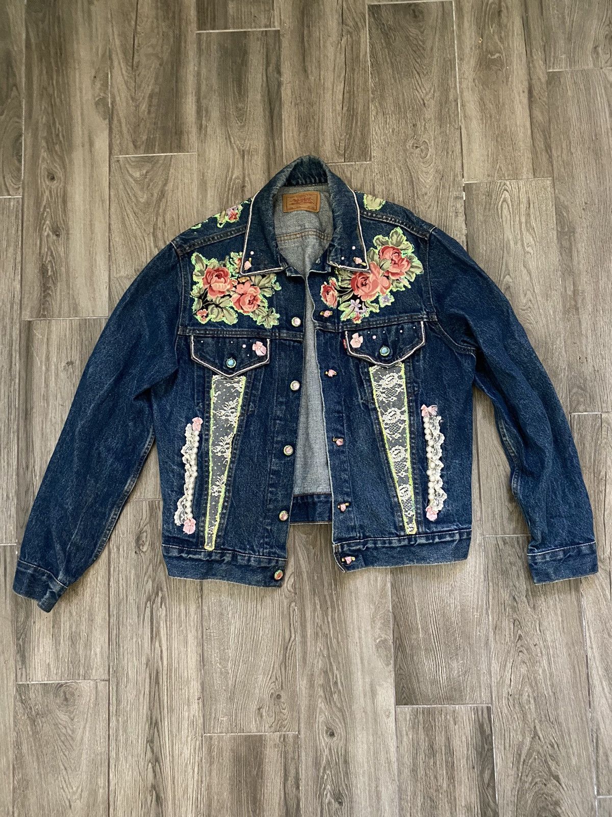 Levi s Custom 1 1 Levi s Floral Denim Jacket Grailed
