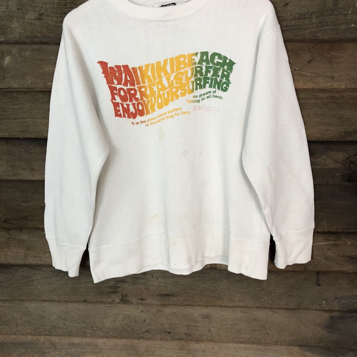 Japanese Brand Waikiki Beach White Sweatshirt #4731 Size US M / EU 48-50 / 2 - 5 Thumbnail