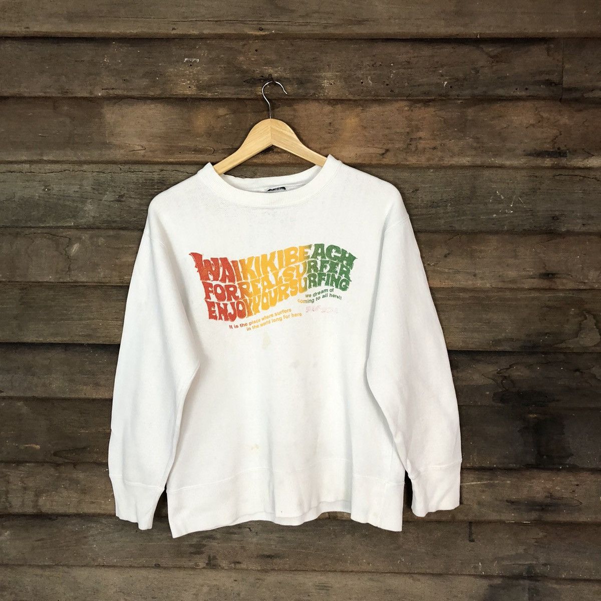 Japanese Brand Waikiki Beach White Sweatshirt #4731 Size US M / EU 48-50 / 2 - 3 Thumbnail