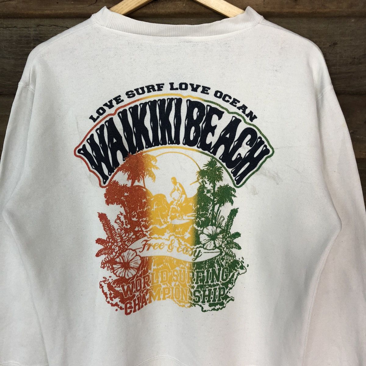 Japanese Brand Waikiki Beach White Sweatshirt #4731 Size US M / EU 48-50 / 2 - 2 Thumbnail
