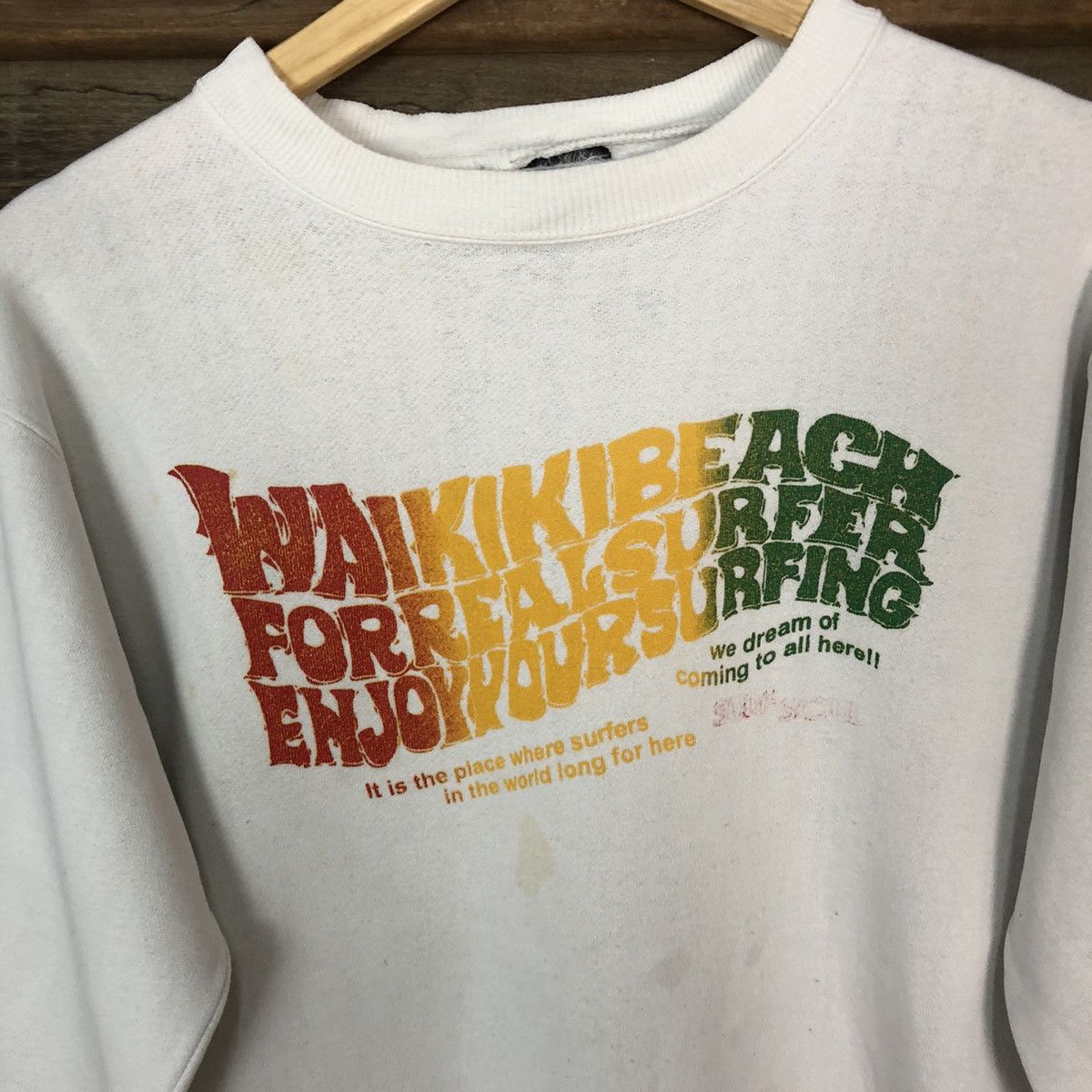Japanese Brand Waikiki Beach White Sweatshirt #4731 Size US M / EU 48-50 / 2 - 8 Thumbnail