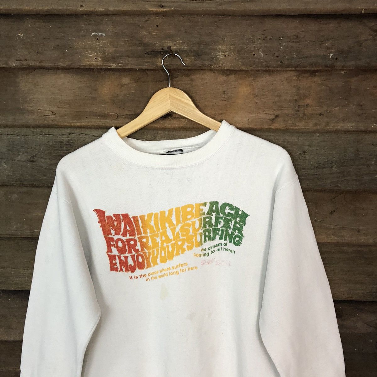 Japanese Brand Waikiki Beach White Sweatshirt #4731 Size US M / EU 48-50 / 2 - 4 Thumbnail