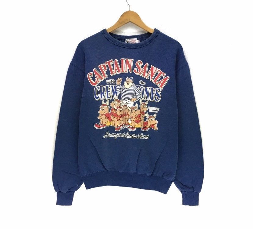 Captain Santa Crewneck Sweatshirt BigLogo Spell Out Pullover