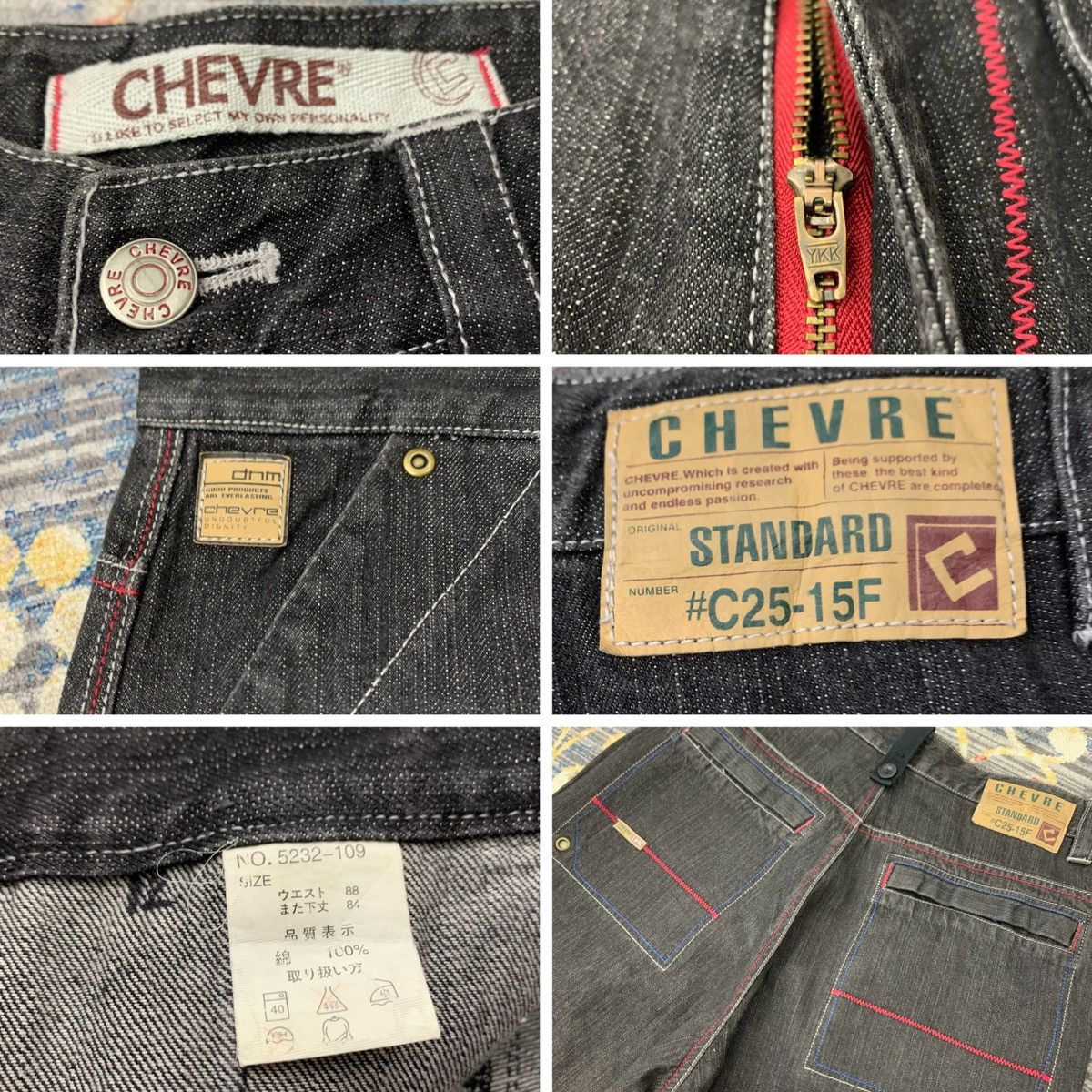 Vintage Chevre Multi Pocket Baggy Jeans Size W34x32 Size US 34 / EU 50 - 9 Thumbnail