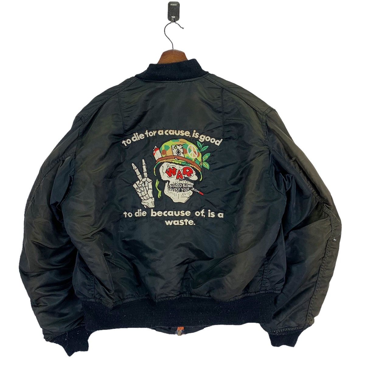 Vintage VINTAGE SKULL EMBROIDERY BOMBER FLIGHT JACKET Size US XL / EU 56 / 4 - 1 Thumbnail