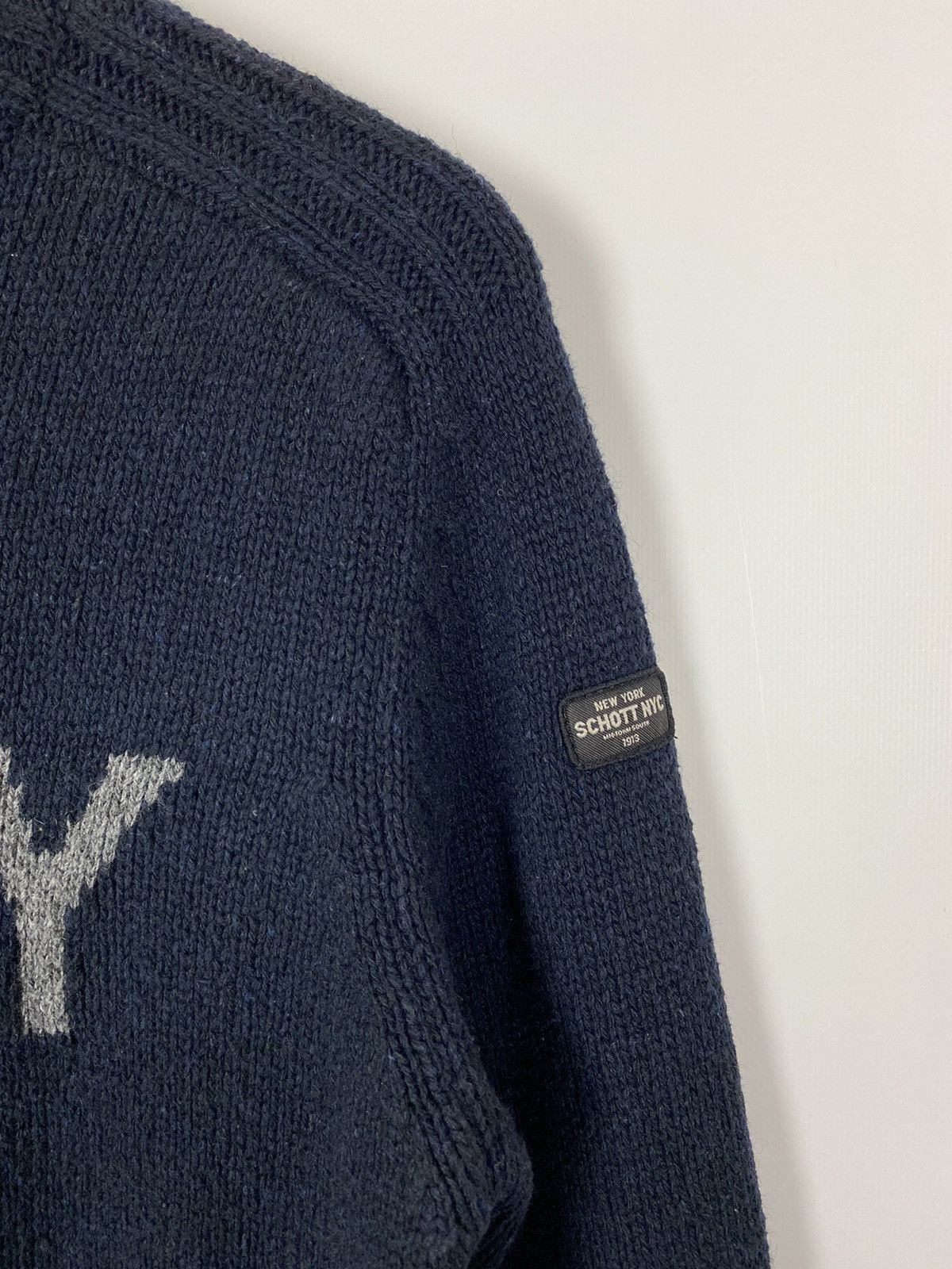 Schott Schott NYC Navy Spell Out Knitted Sweater Size US M / EU 48-50 / 2 - 4 Thumbnail