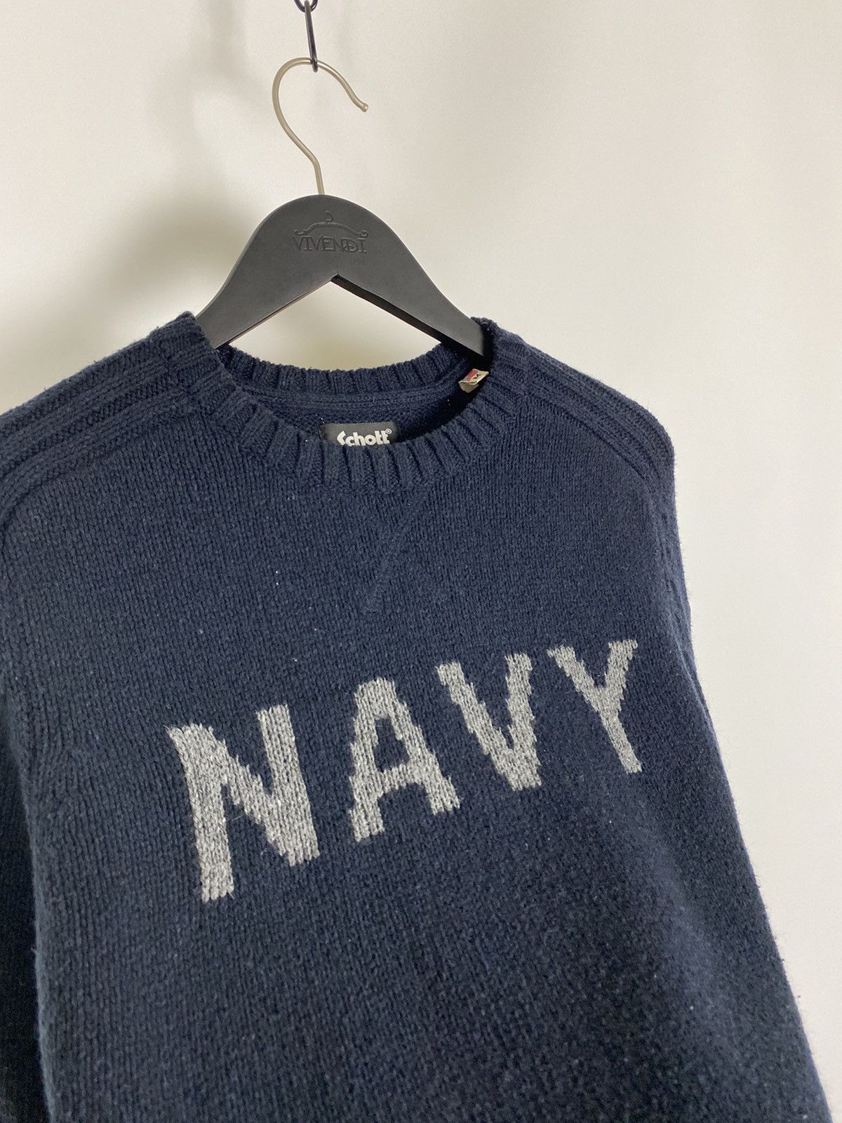 Schott Schott NYC Navy Spell Out Knitted Sweater Size US M / EU 48-50 / 2 - 3 Thumbnail
