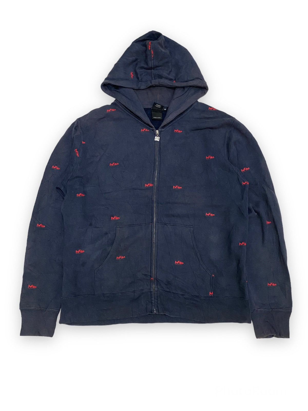 image of Dc Shoes Zip Hoodie in Blue Black, Men's (Size Medium)