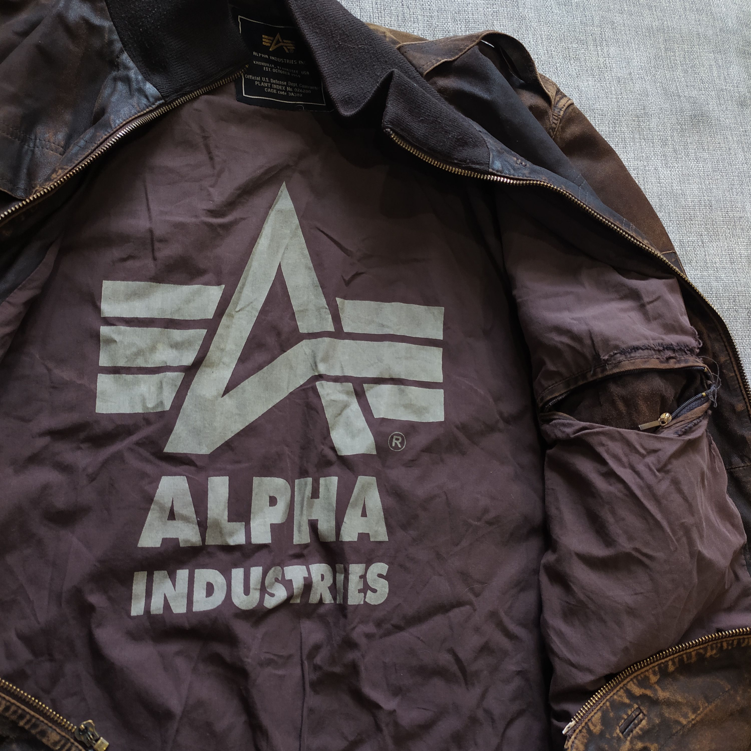 Alpha Industries × Vintage Vintage 90s Fight club style Alpha industries Lether Jacket Size US M / EU 48-50 / 2 - 3 Thumbnail