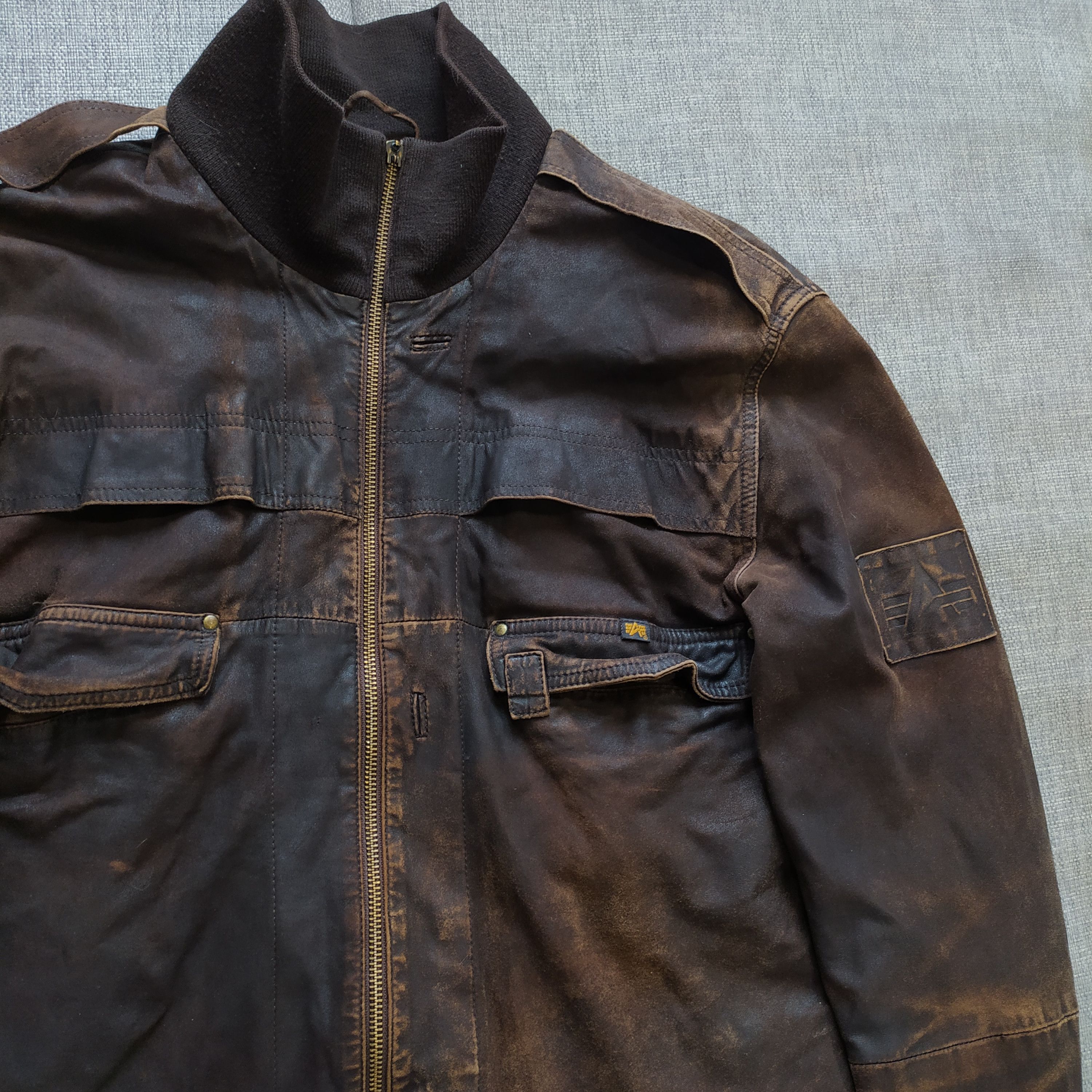 Alpha Industries × Vintage Vintage 90s Fight club style Alpha industries Lether Jacket Size US M / EU 48-50 / 2 - 6 Thumbnail
