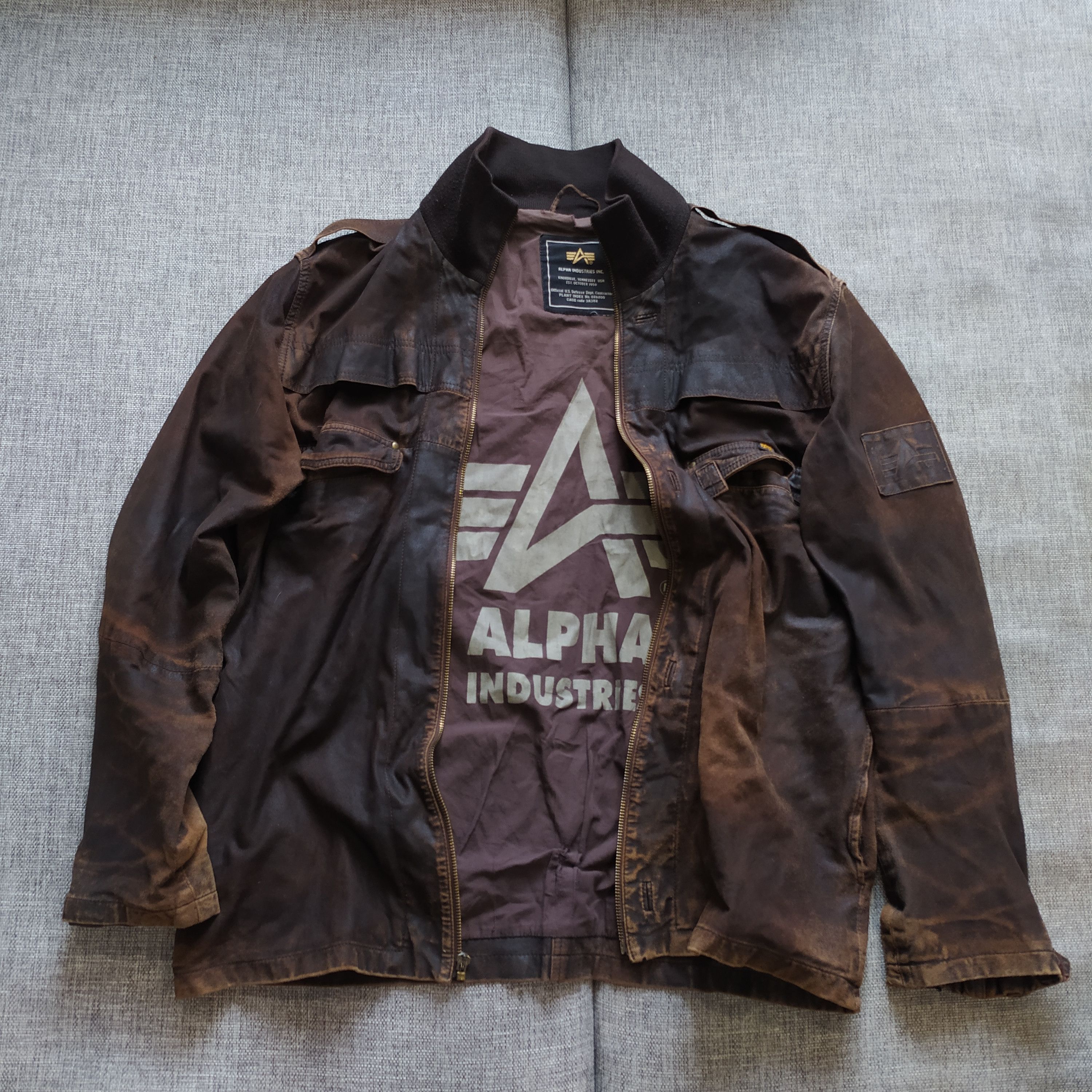 Alpha Industries × Vintage Vintage 90s Fight club style Alpha industries Lether Jacket Size US M / EU 48-50 / 2 - 1 Thumbnail