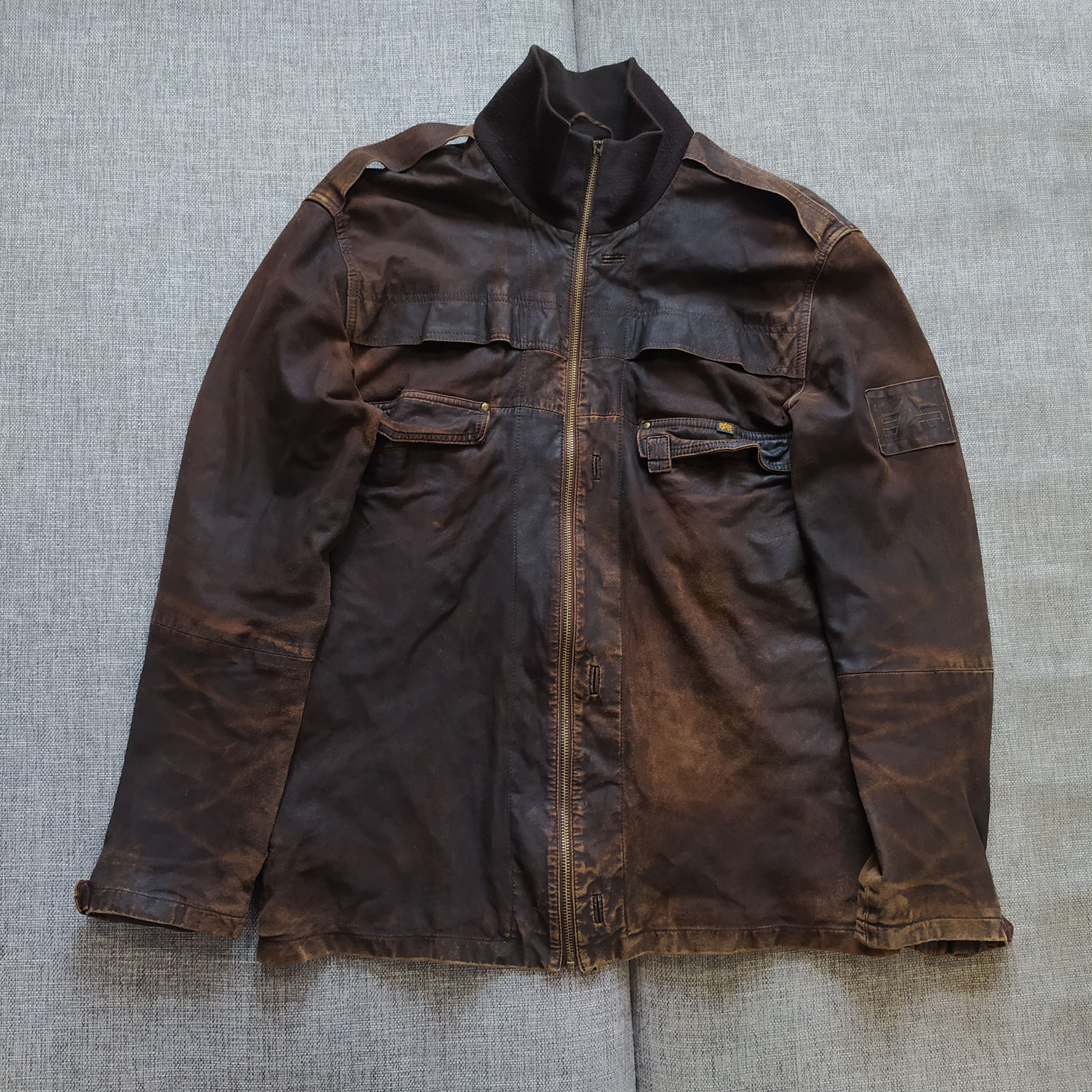 Alpha Industries × Vintage Vintage 90s Fight club style Alpha industries Lether Jacket Size US M / EU 48-50 / 2 - 4 Thumbnail