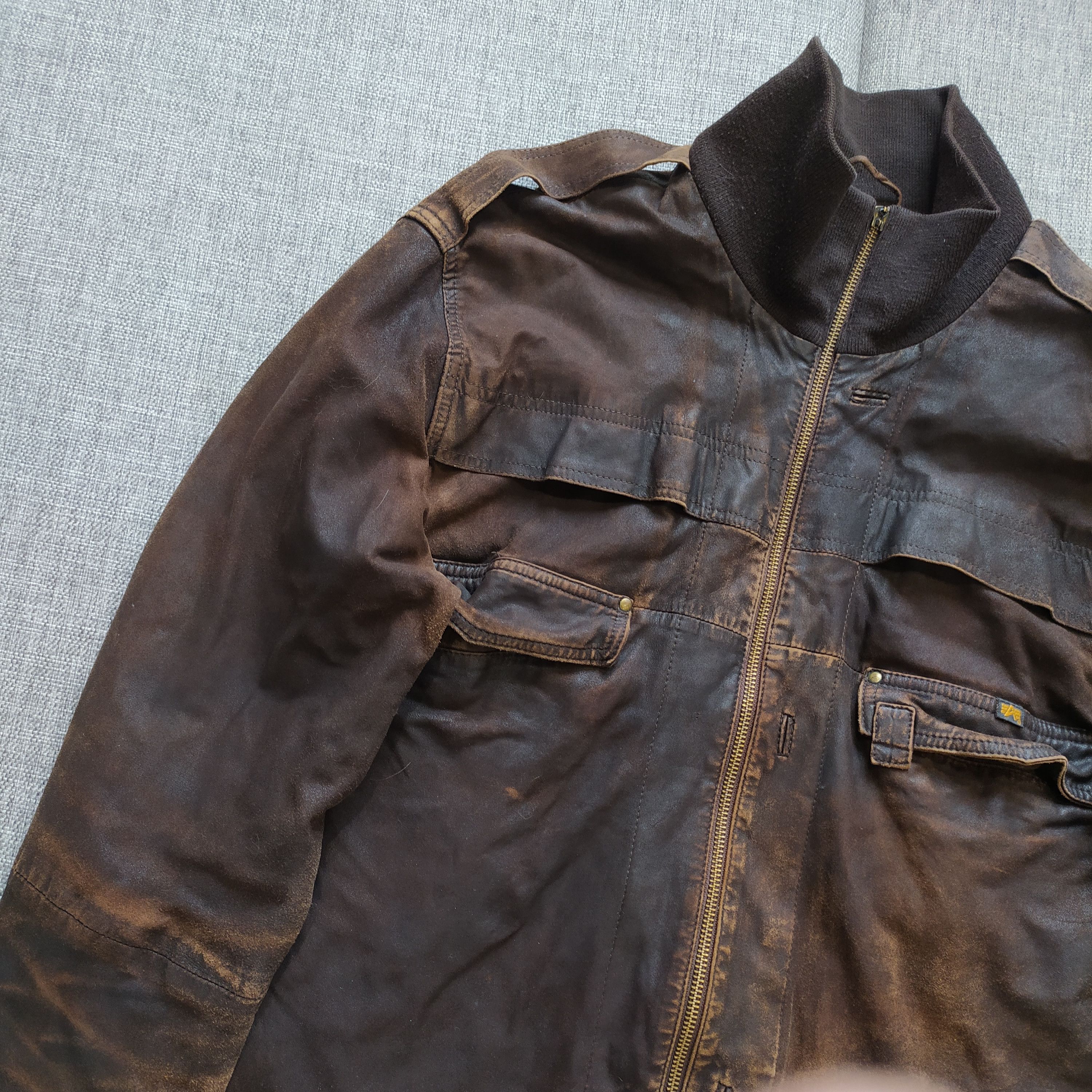 Alpha Industries × Vintage Vintage 90s Fight club style Alpha industries Lether Jacket Size US M / EU 48-50 / 2 - 5 Thumbnail