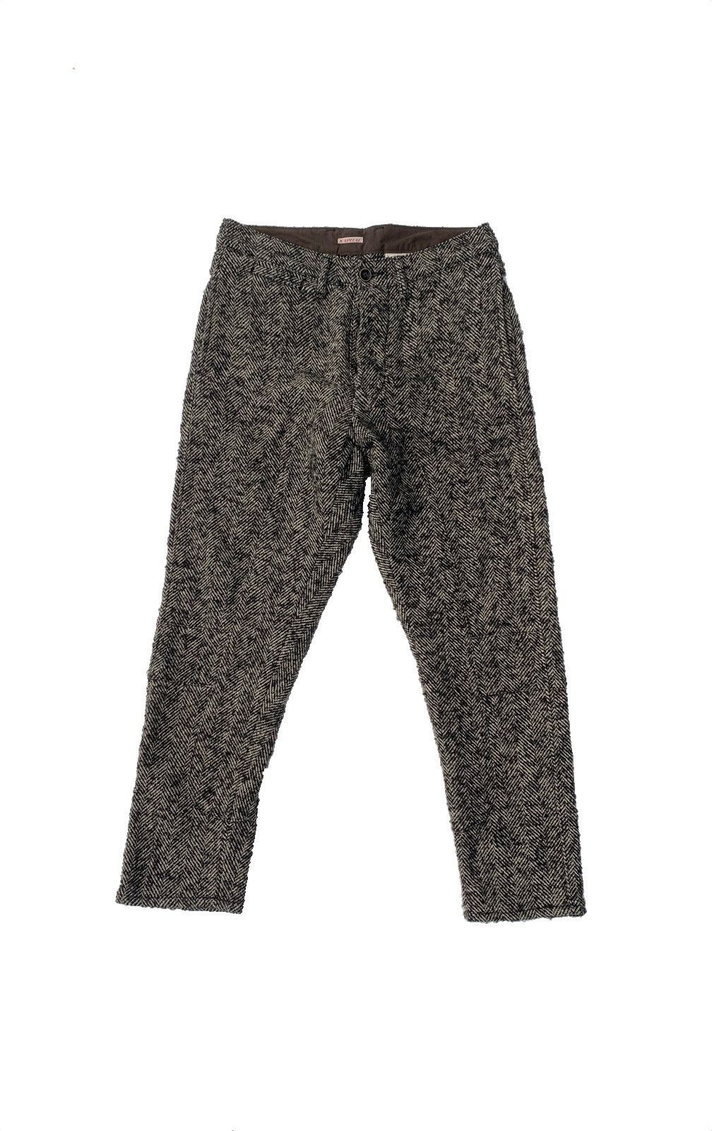 image of Kapital Japan Herringbone Boiled Cropped Pant in Grey, Men's (Size 31)