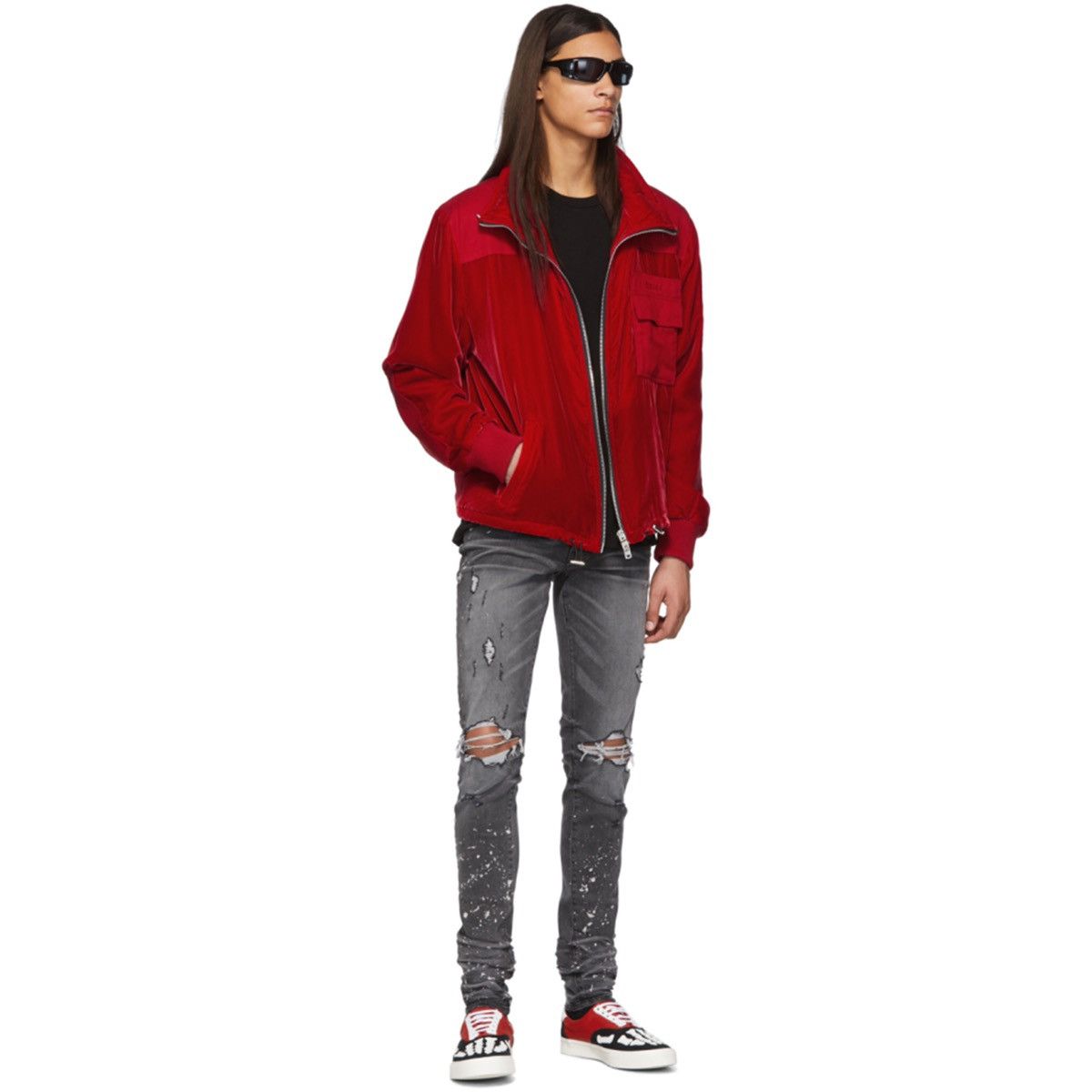 Amiri NEW FW19 Red Velvet Commando Patch Jacket Zip Bomber Coach Size US S / EU 44-46 / 1 - 1 Thumbnail