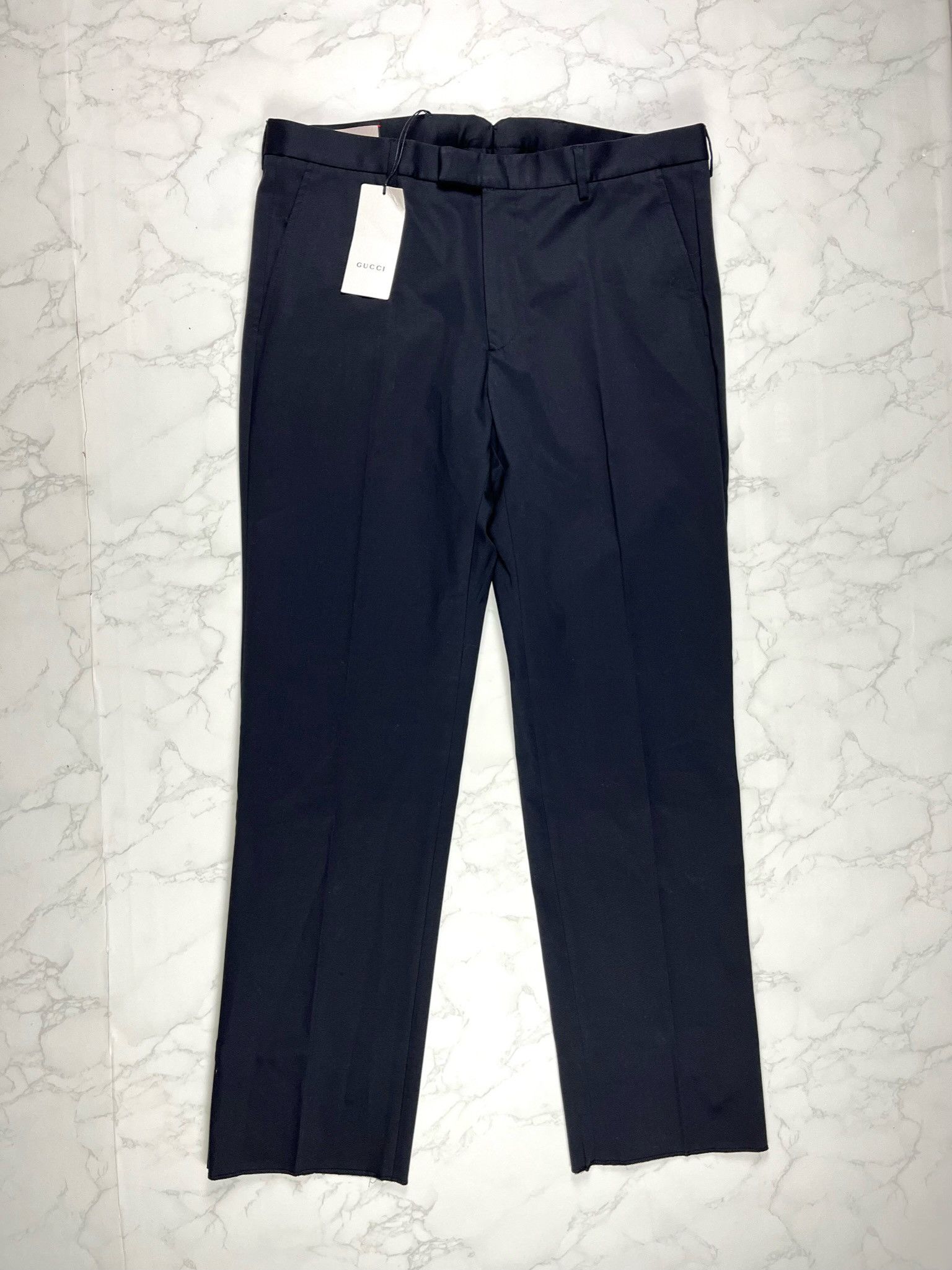image of Gucci Formal Loop Stretch Gabardine Black Pants, Men's (Size 36)