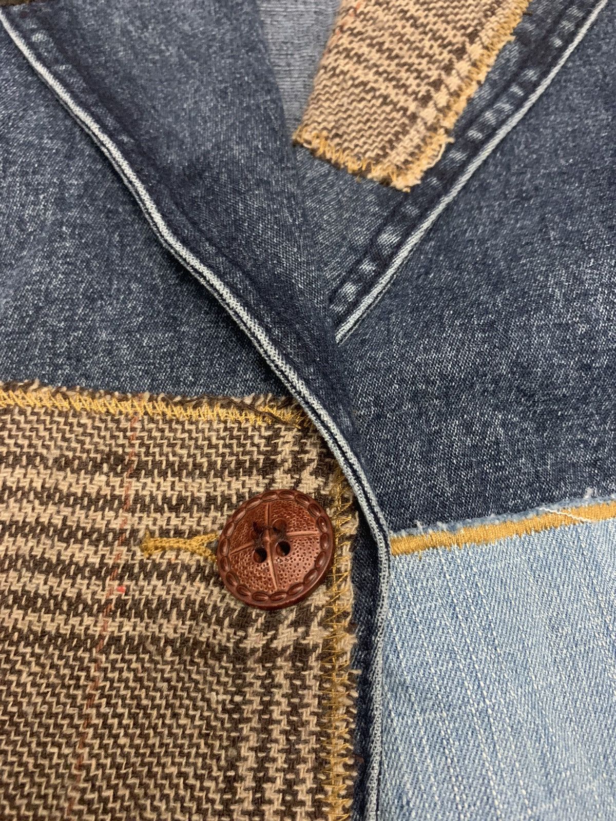 Designer Diane Gilman denim jacket patchwork design sashiko hybrid Size US L / EU 52-54 / 3 - 9 Thumbnail