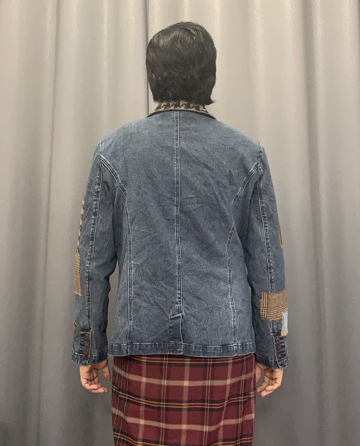Designer Diane Gilman denim jacket patchwork design sashiko hybrid Size US L / EU 52-54 / 3 - 8 Thumbnail