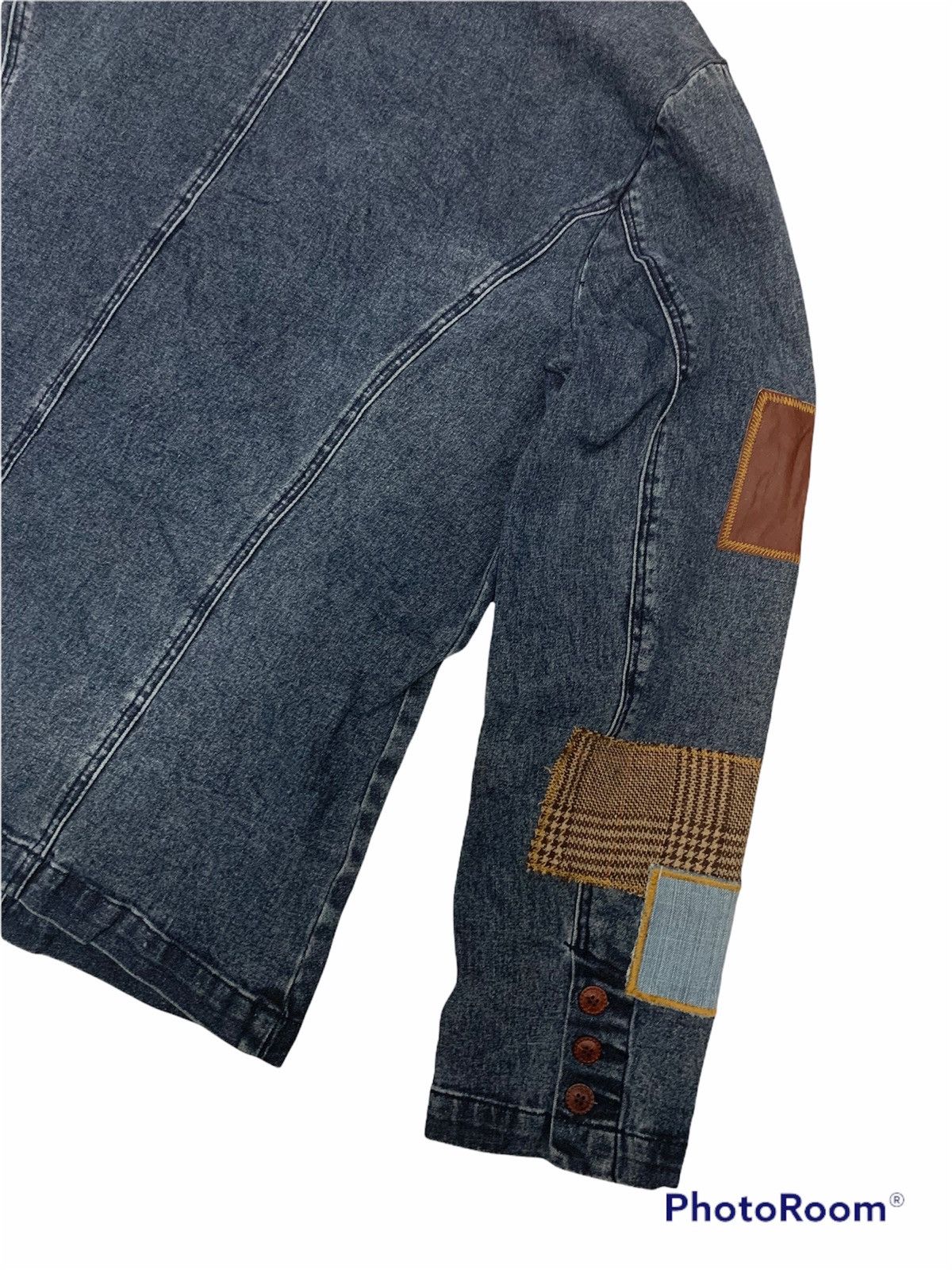 Designer Diane Gilman denim jacket patchwork design sashiko hybrid Size US L / EU 52-54 / 3 - 6 Thumbnail