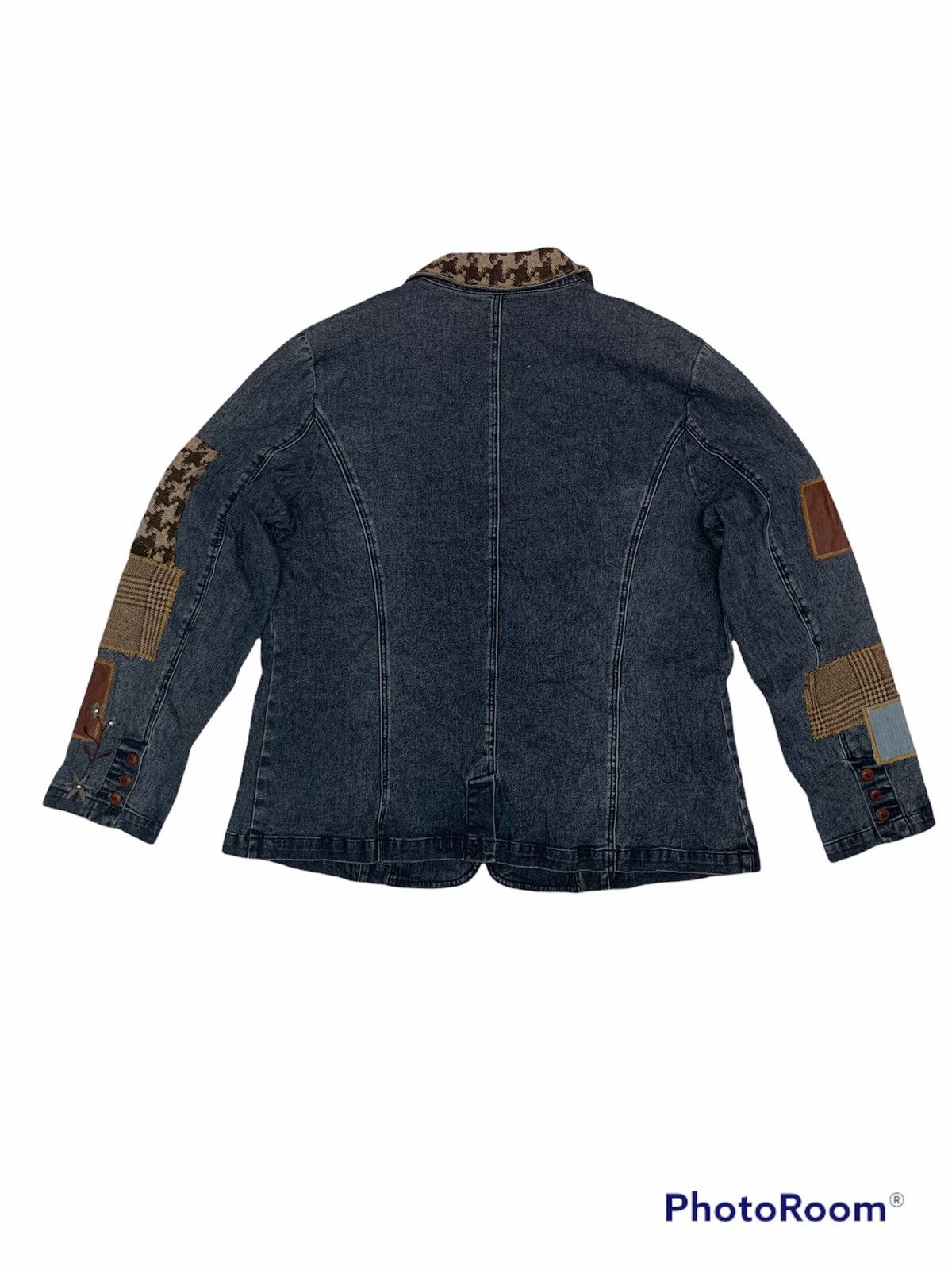 Designer Diane Gilman denim jacket patchwork design sashiko hybrid Size US L / EU 52-54 / 3 - 5 Thumbnail