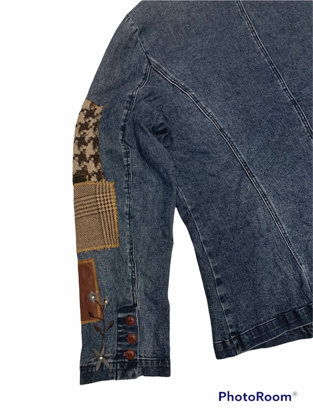 Designer Diane Gilman denim jacket patchwork design sashiko hybrid Size US L / EU 52-54 / 3 - 7 Thumbnail