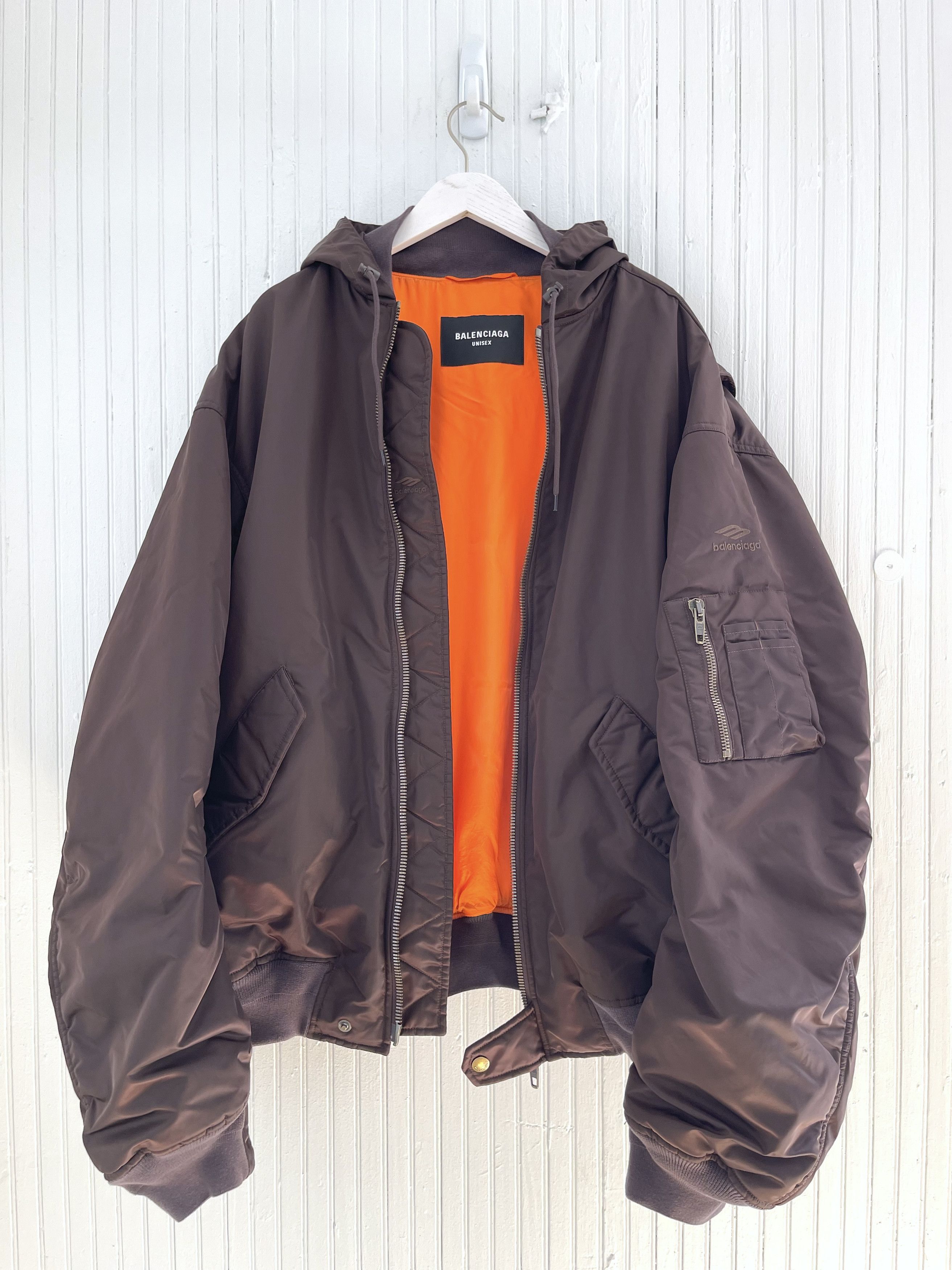 Balenciaga Summer 22 3B Sports Icon Hooded Nylon Bomber Jacket NWT 